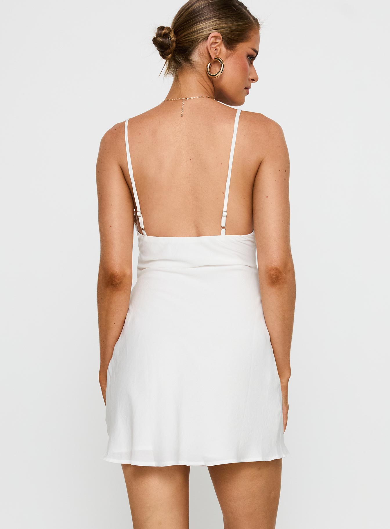 Hintz Satin Mini Dress White - Image 5