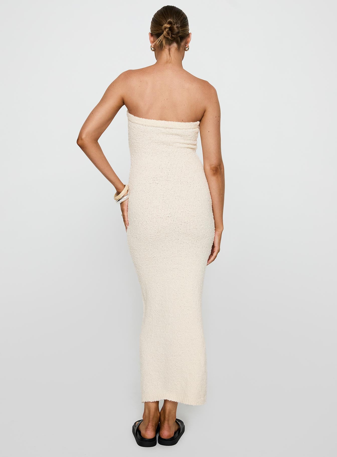 Cloud Strapless Boucle Maxi Dress Cream - Image 4