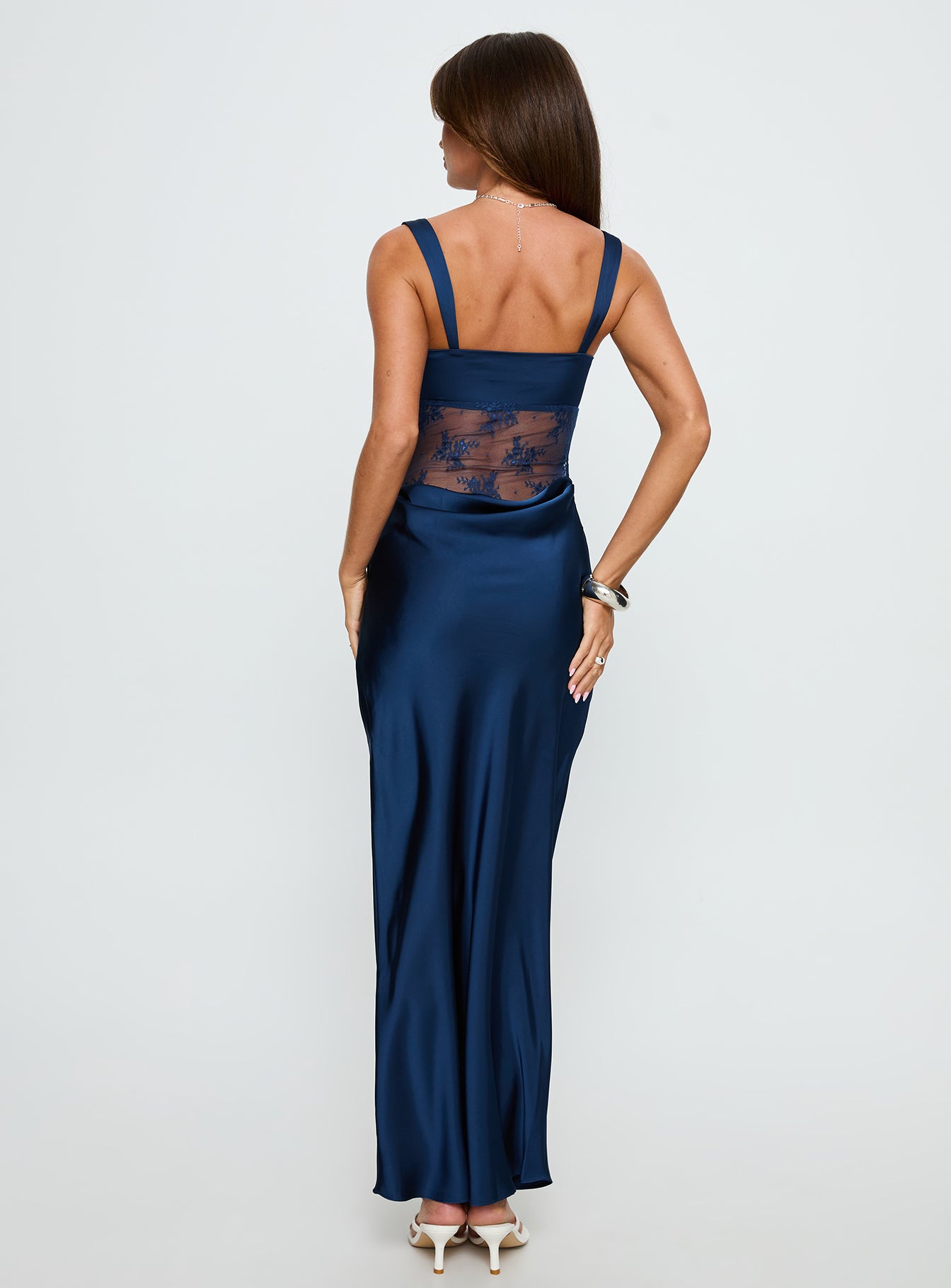 Alynna Lace Drape Maxi Dress Navy - Image 5