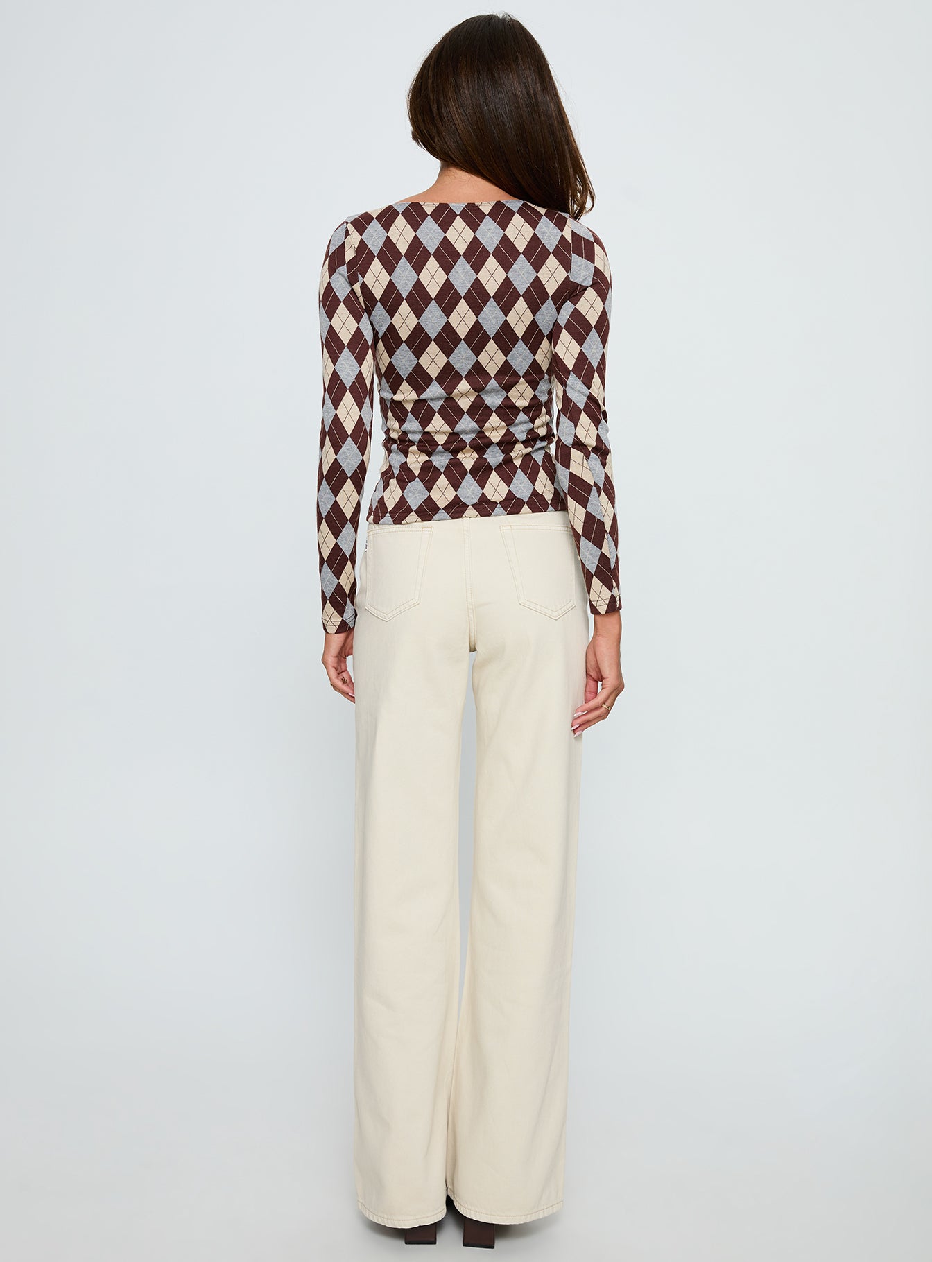 Maple Mid Rise Flare Jeans Ecru - Image 5