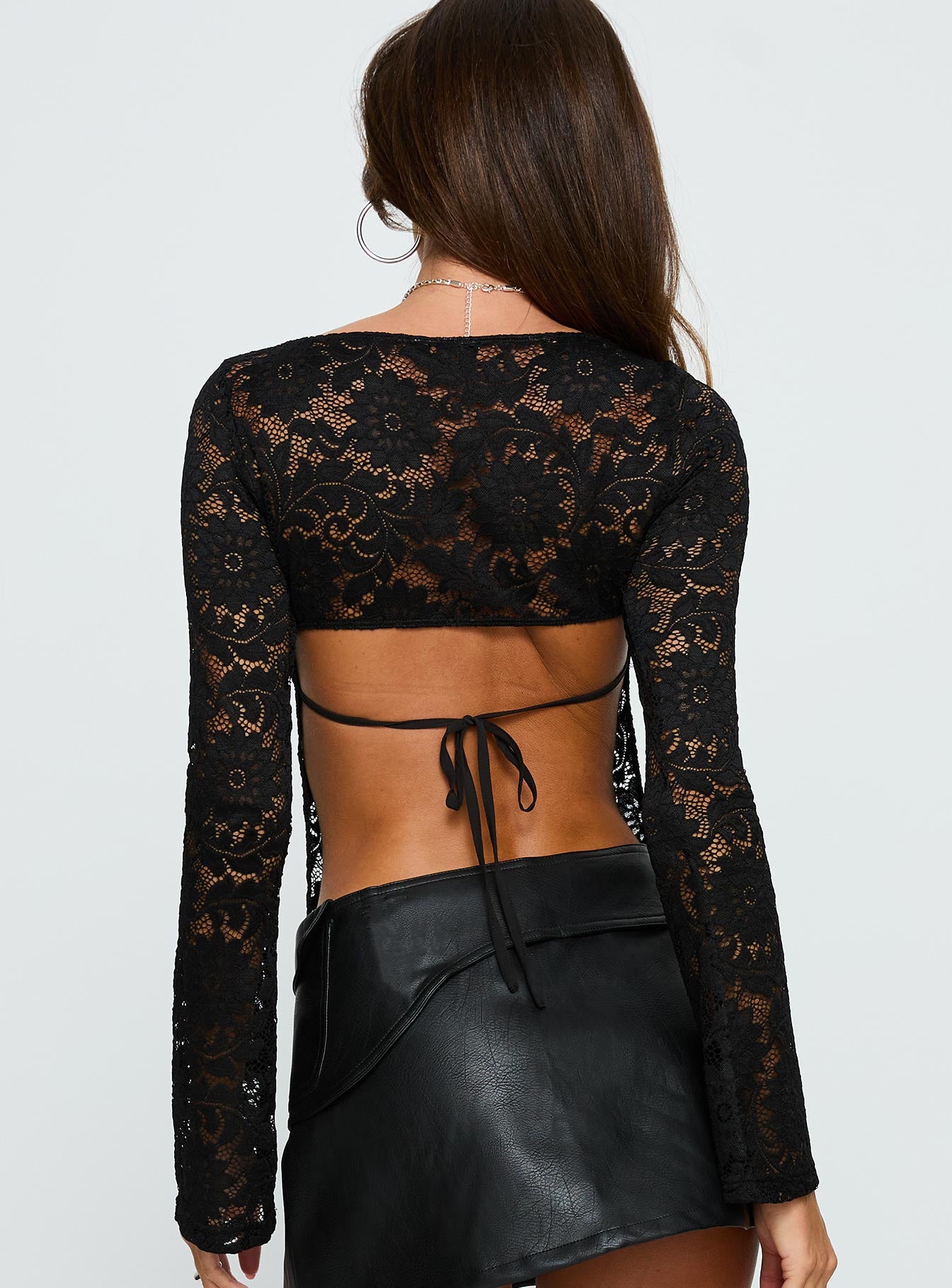 Plentiful Open Back Long Sleeve Top Black - Image 4
