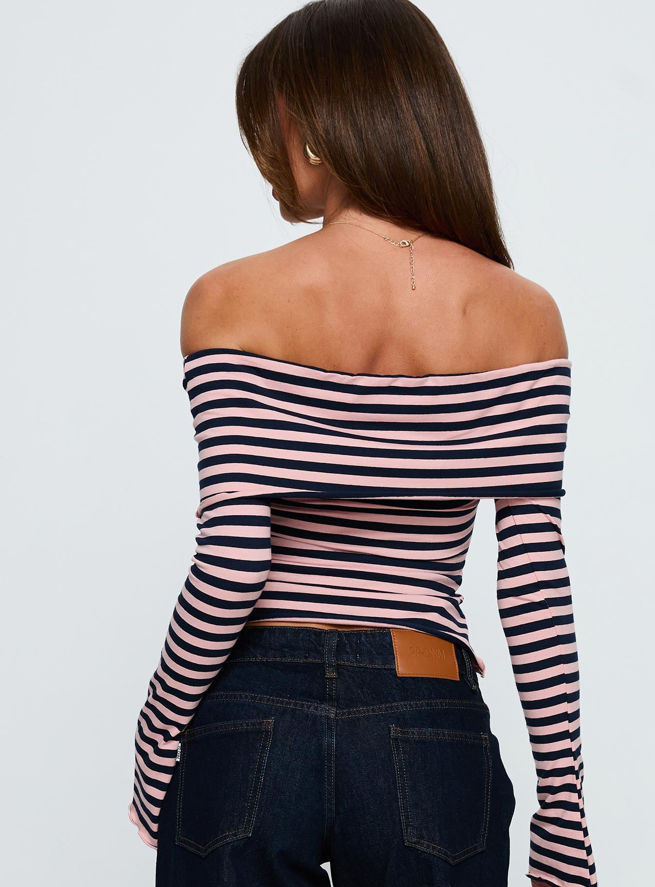 Janicia Off Shoulder Top Pink Stripe - Image 5