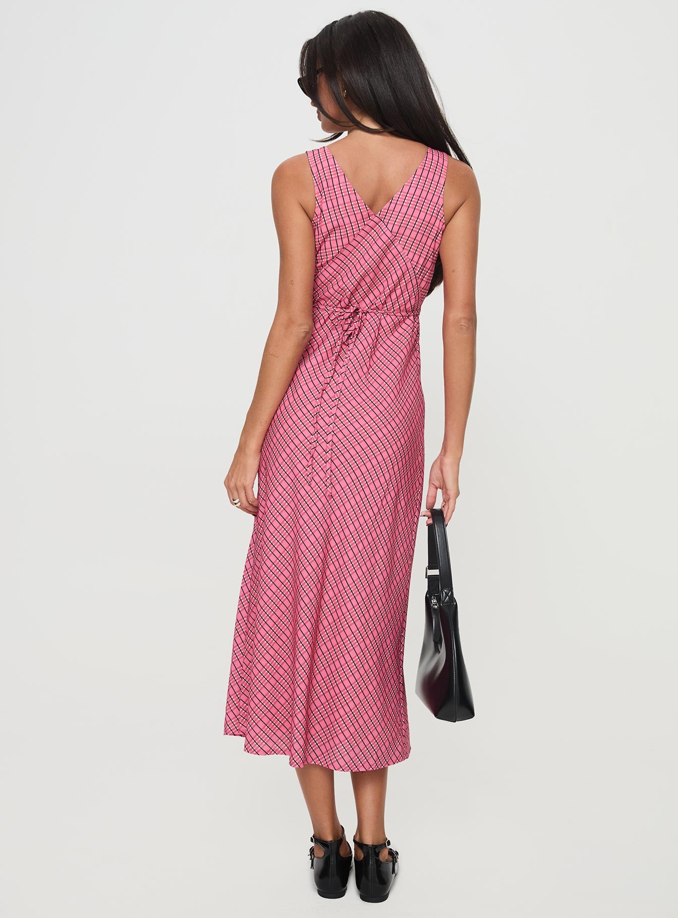 Nellie Midi Dress Pink Check - Image 5