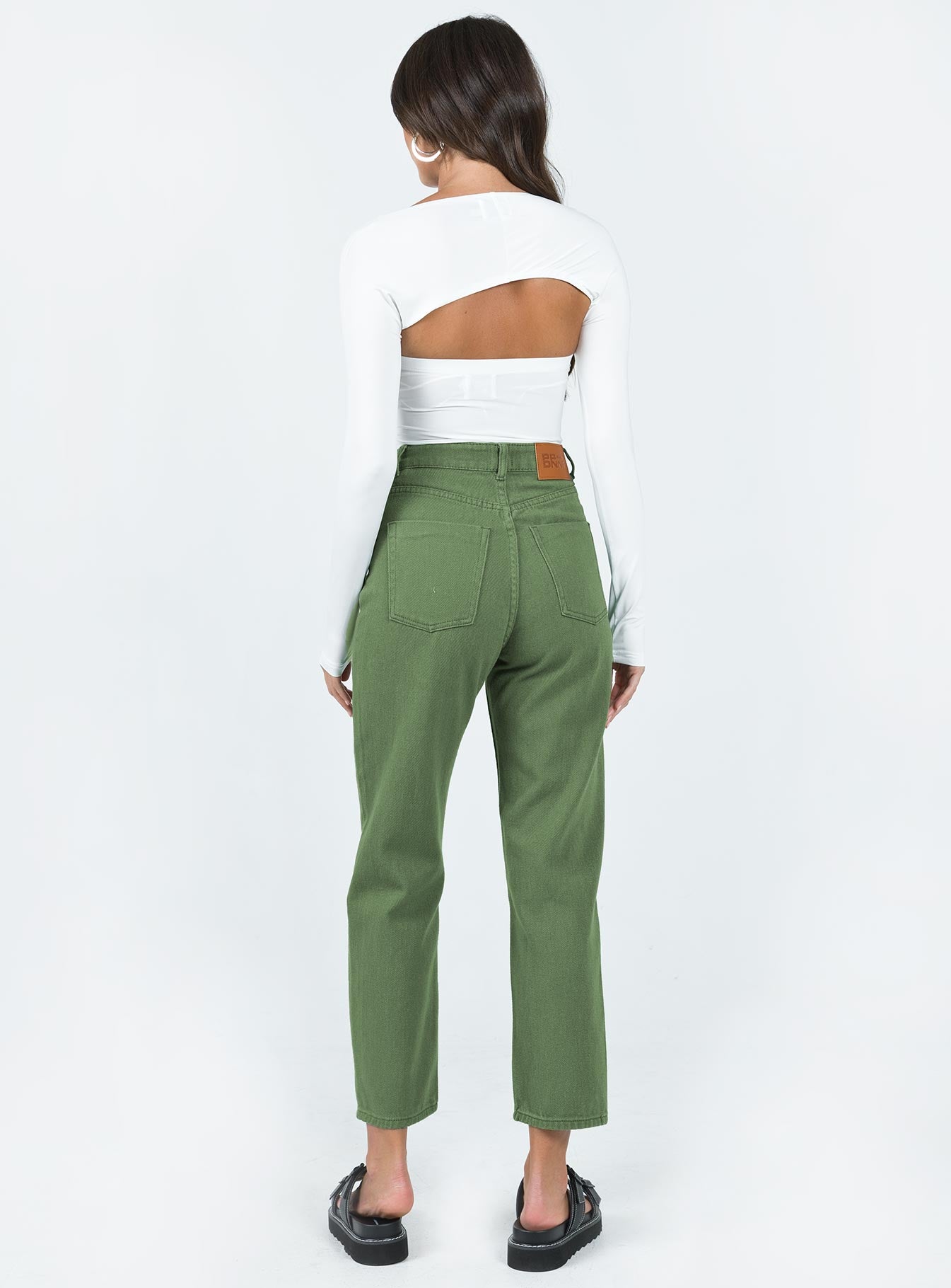 Leta Straight Leg Denim Jeans Khaki - Image 4