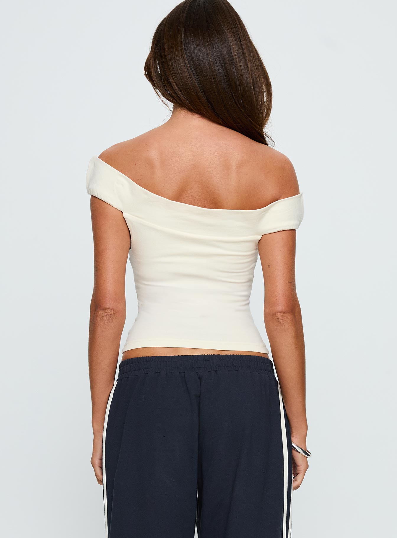 American Spirit Off the Shoulder Graphic Top Cream - Image 4