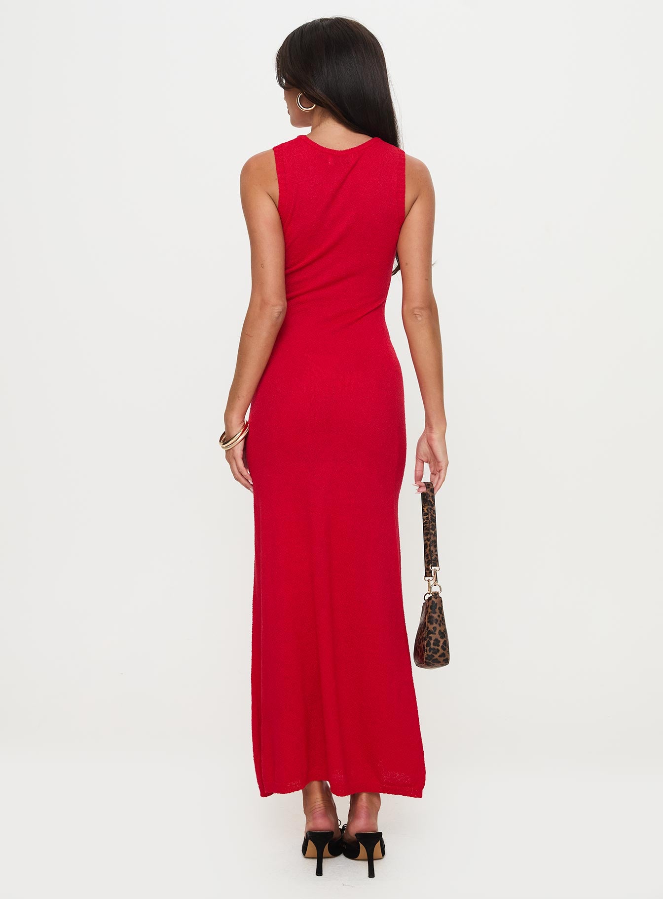 Maebie Knit Maxi Dress Red - Image 5