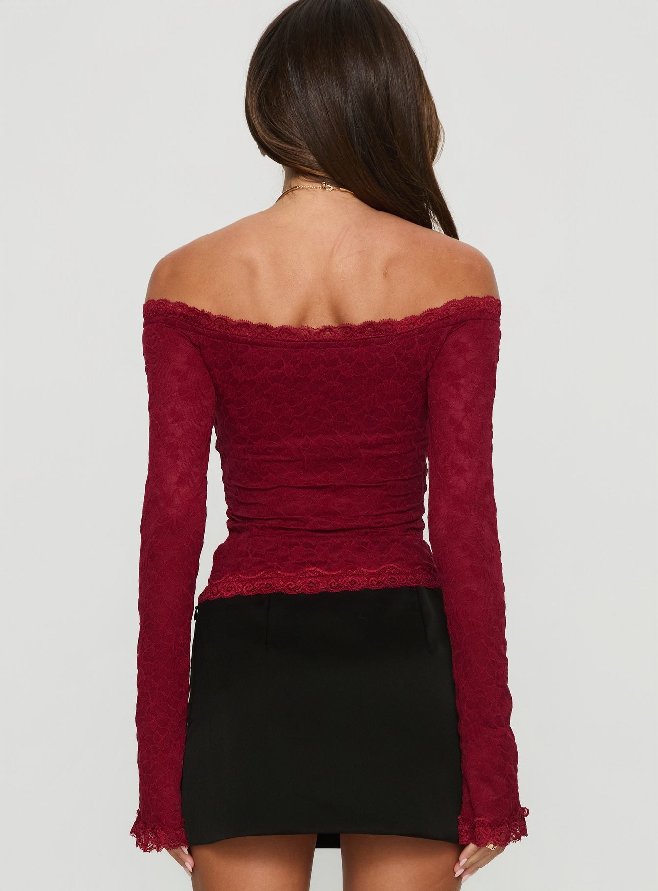 Mochapella Off The Shoulder Top Burgundy - Image 4