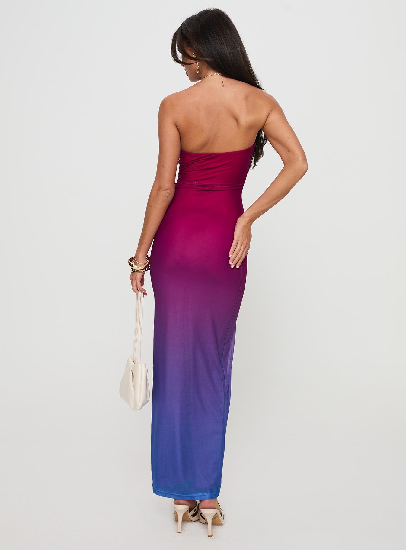 Stolen Love Strapless Maxi Dress Pink / Purple Ombre - Image 5