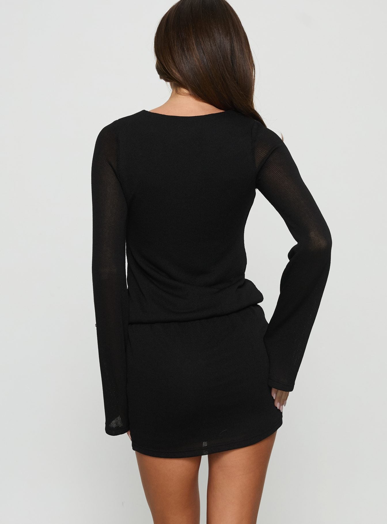 Charming Long Sleeve Mini Dress Black - Image 5