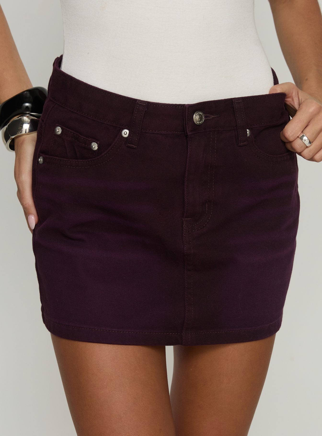 Paulette Denim Mini Skirt Currant - Image 4
