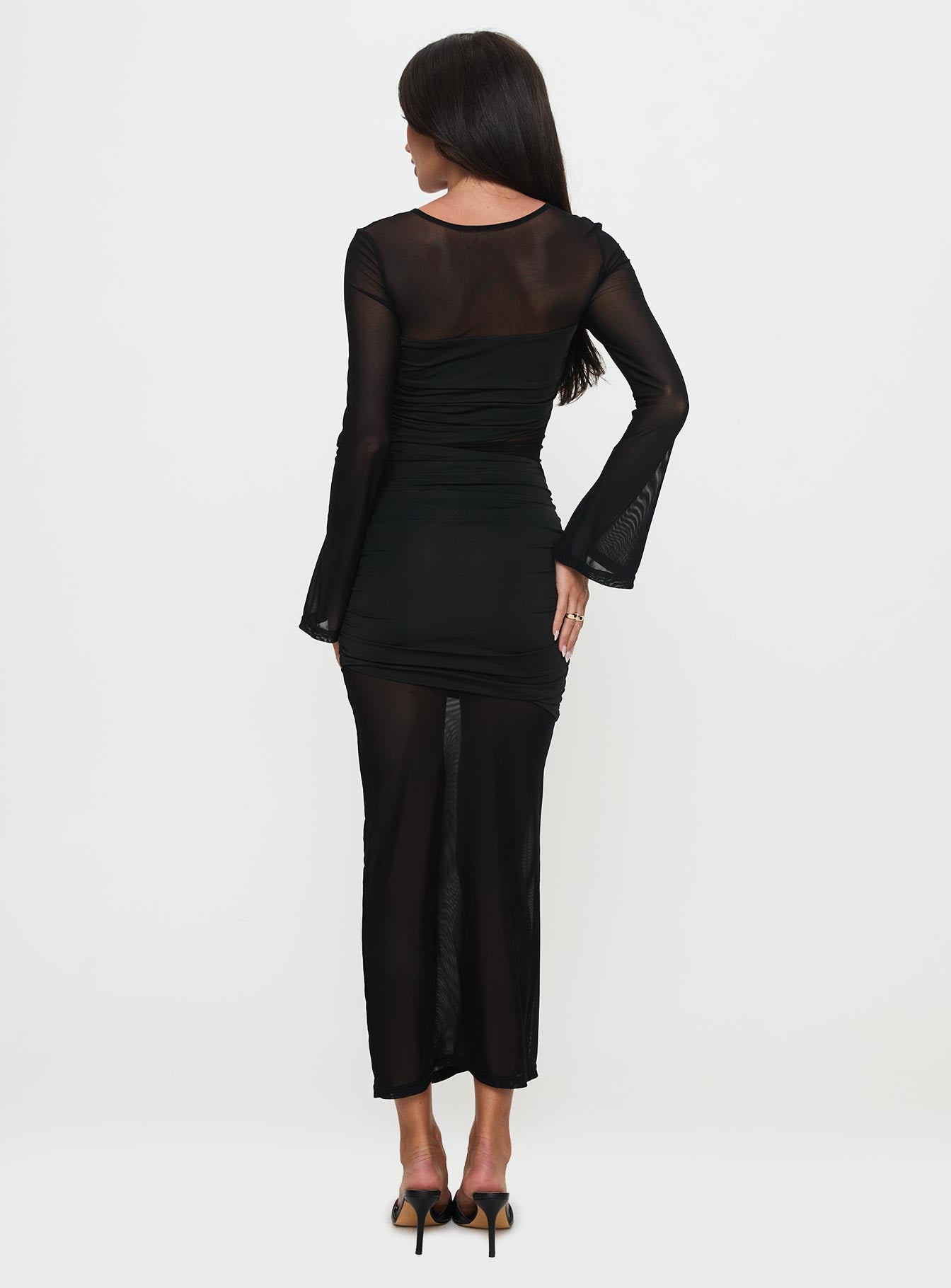 Meira Sheer Maxi Dress Black - Image 4