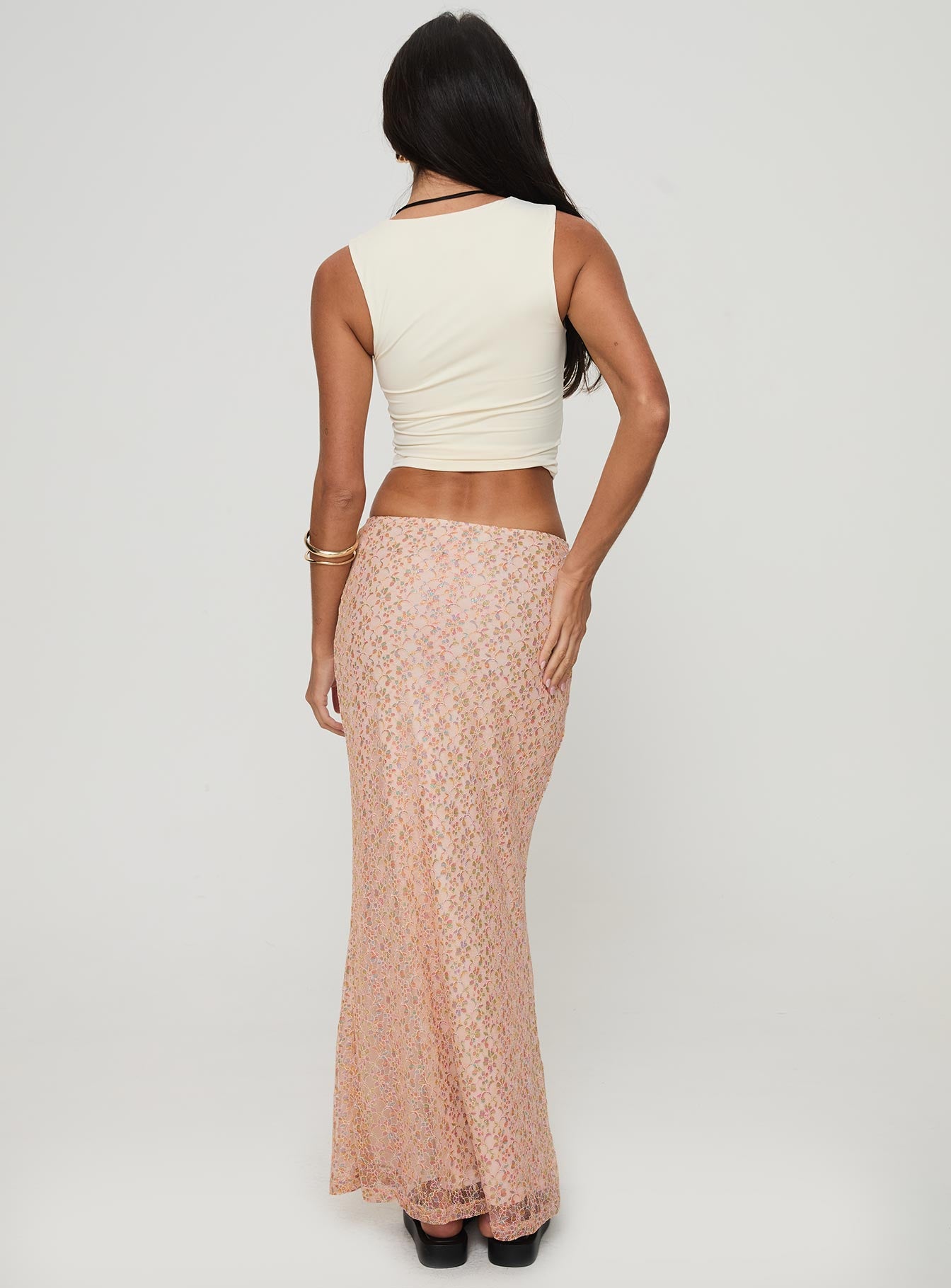 Gallego Lace Maxi Skirt Pink - Image 4