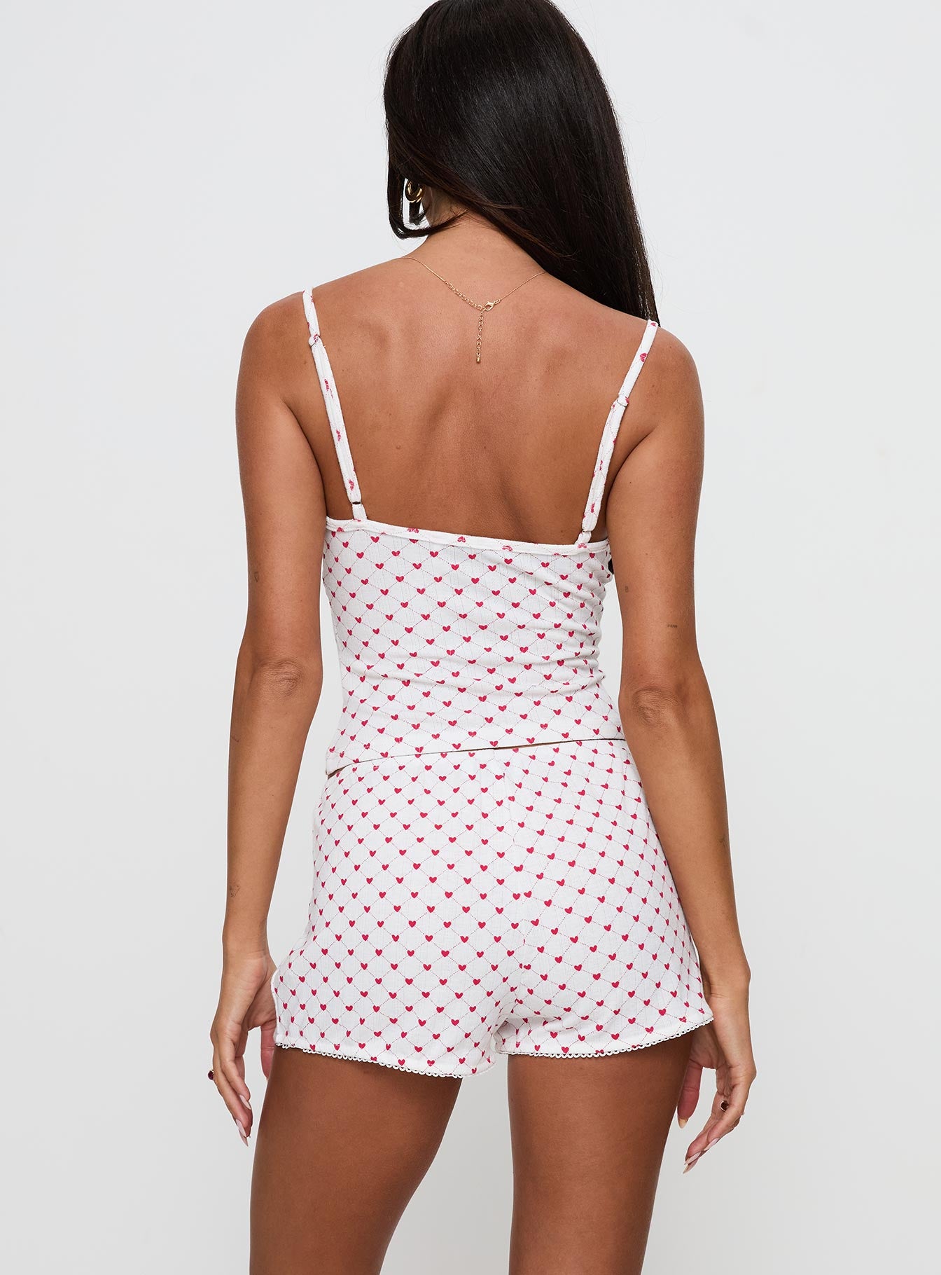 Slow Start Pointelle Sleep Short White / Red - Image 5