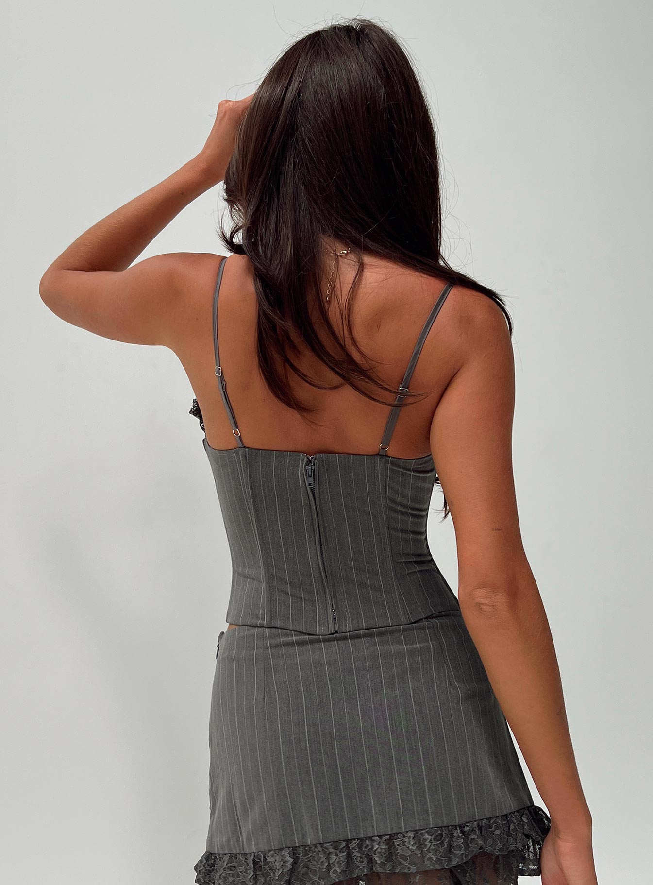Ferran Corset Top Grey Pinstripe - Image 5
