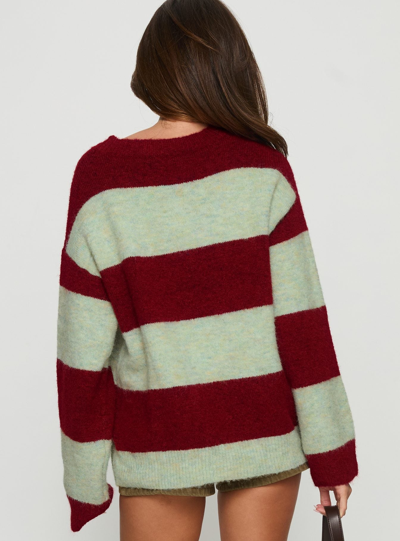 Nesha Fluffy Knit Sweater Red / Blue Stripe - Image 4