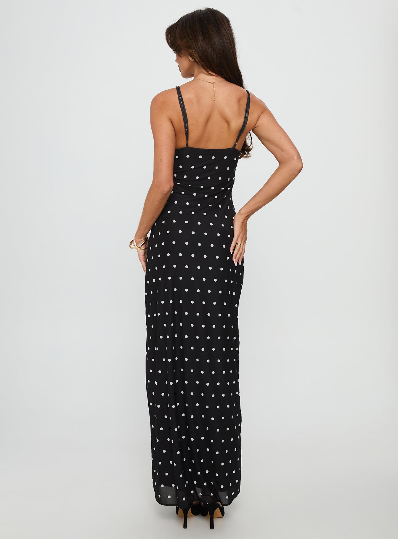 Glass Half Full Mesh Maxi Dress Black Polka - Image 5