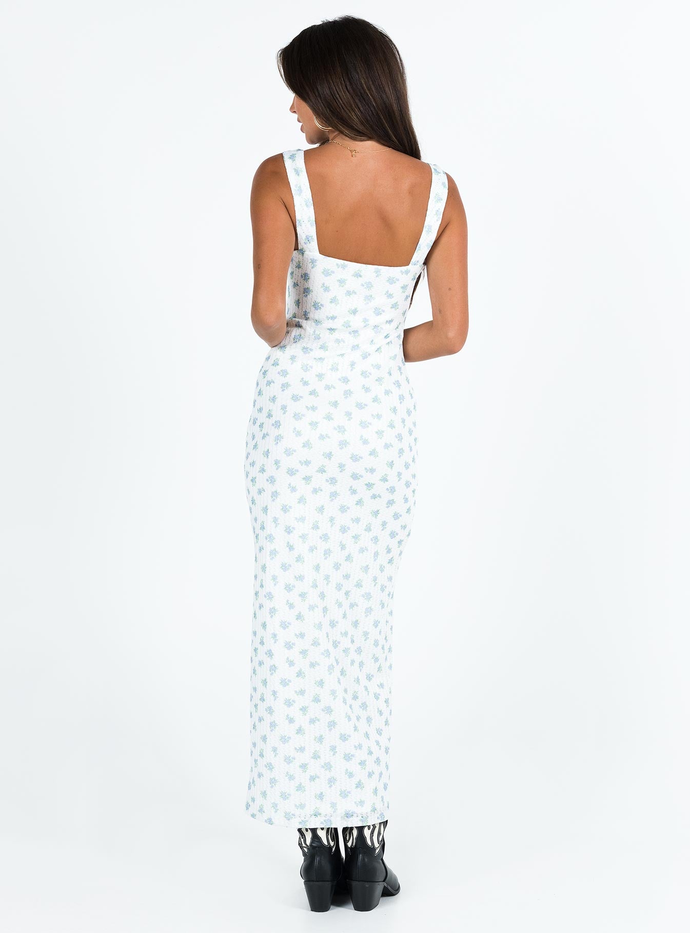 Lupton Maxi Dress White / Blue Floral - Image 4