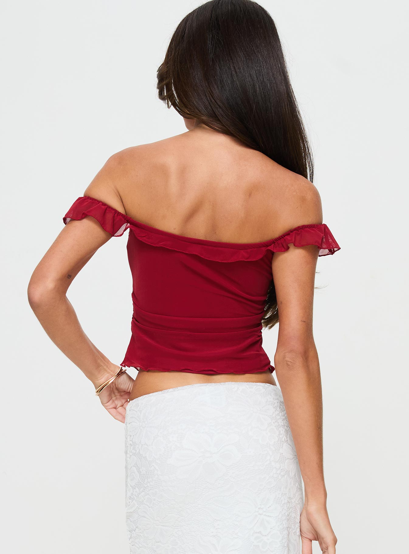 Ayaan Off The Shoulder Top Red - Image 5