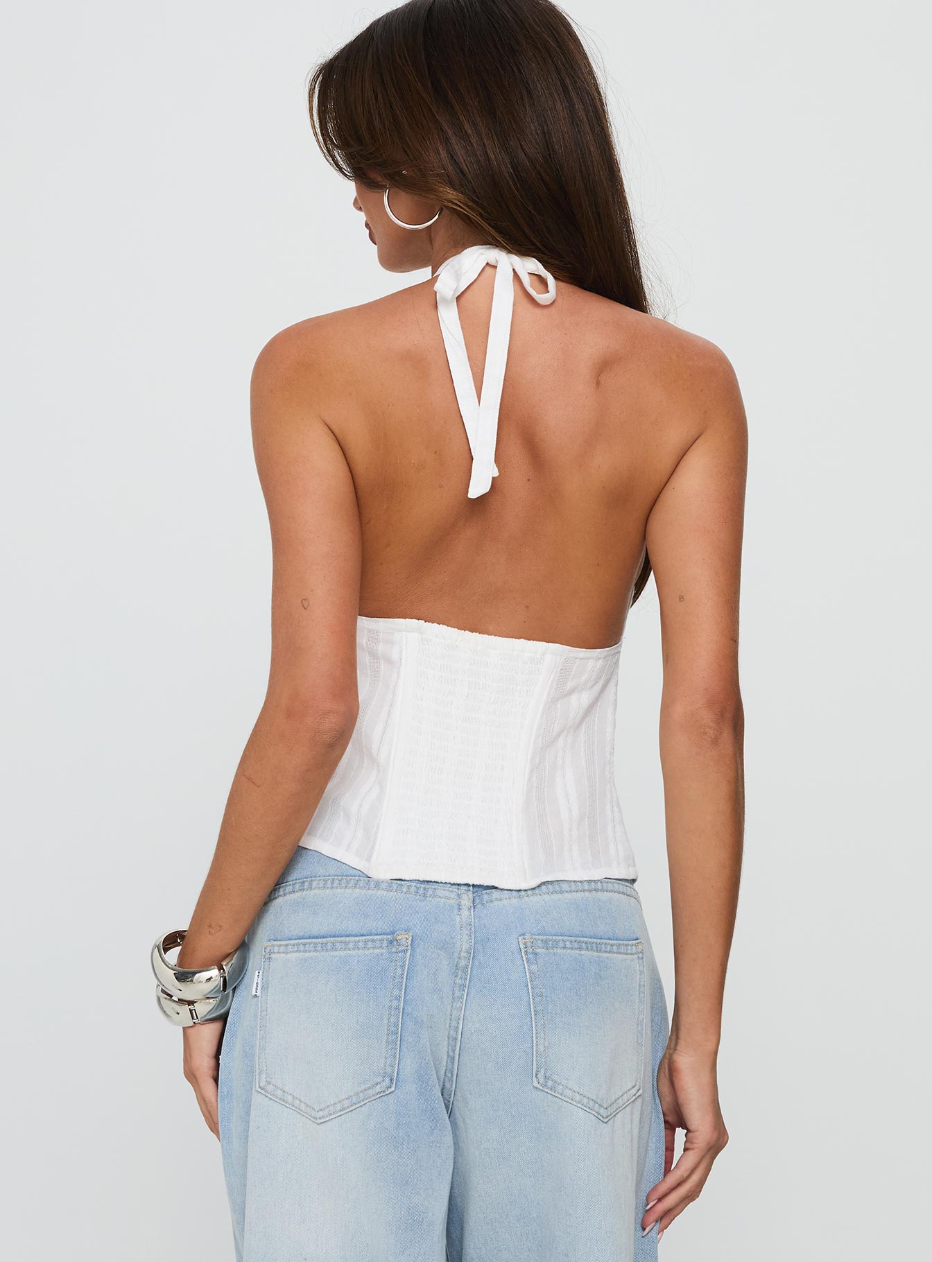 Call You Up Keyhole Backless Top White - Image 5