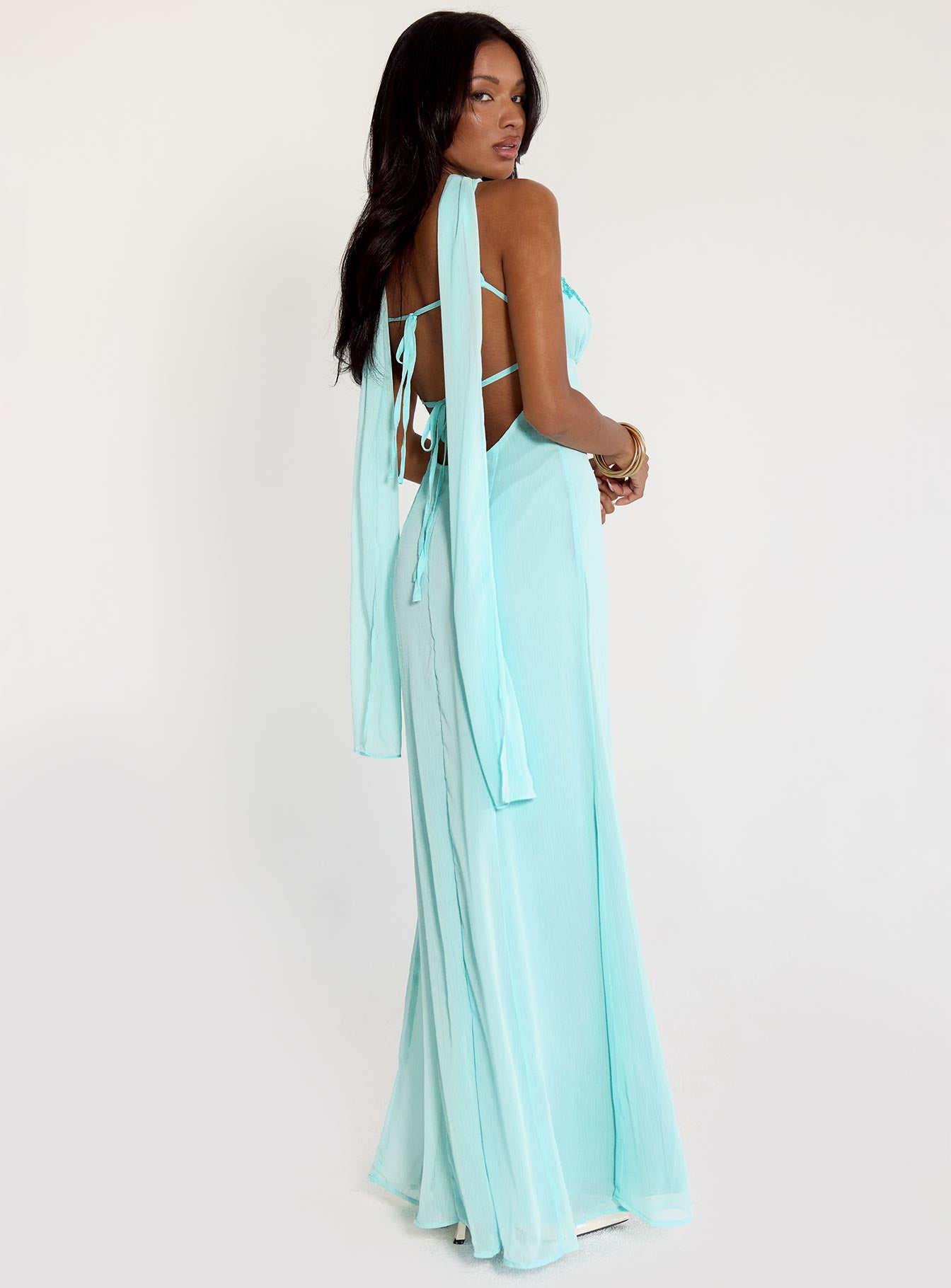 Jadira Scarf Maxi Dress Aqua - Image 4