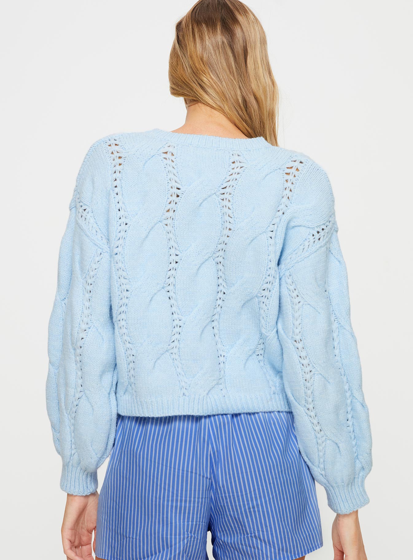 Keygan Cable Knit Sweater Blue - Image 5