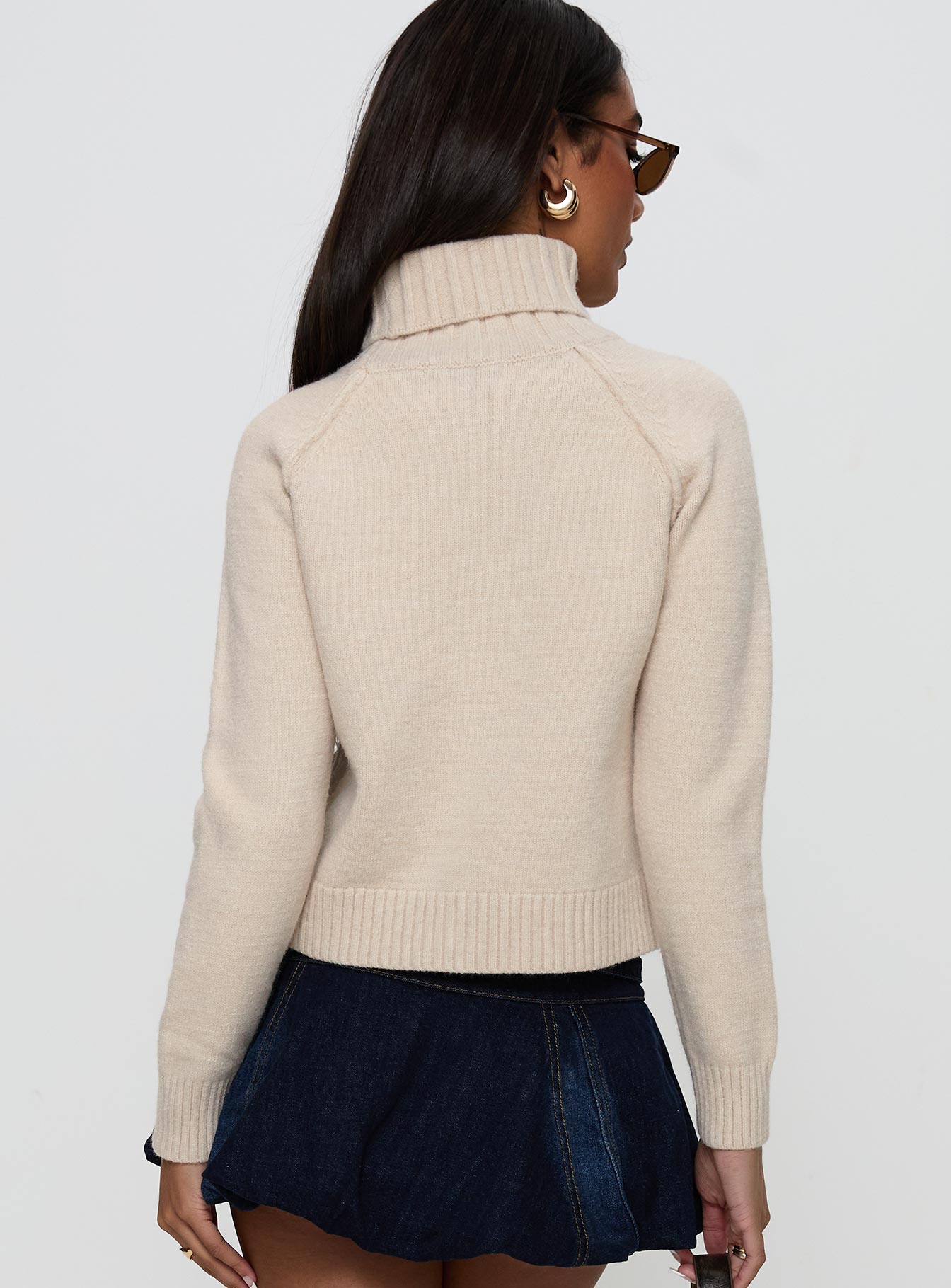 Enrica Funnel Neck Knit Sweater Cream - Image 5