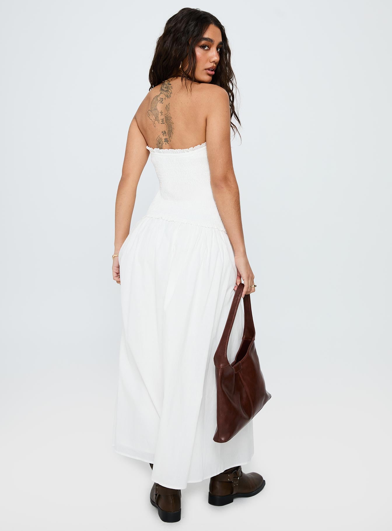 Tinsie Strapless Maxi Dress White - Image 5