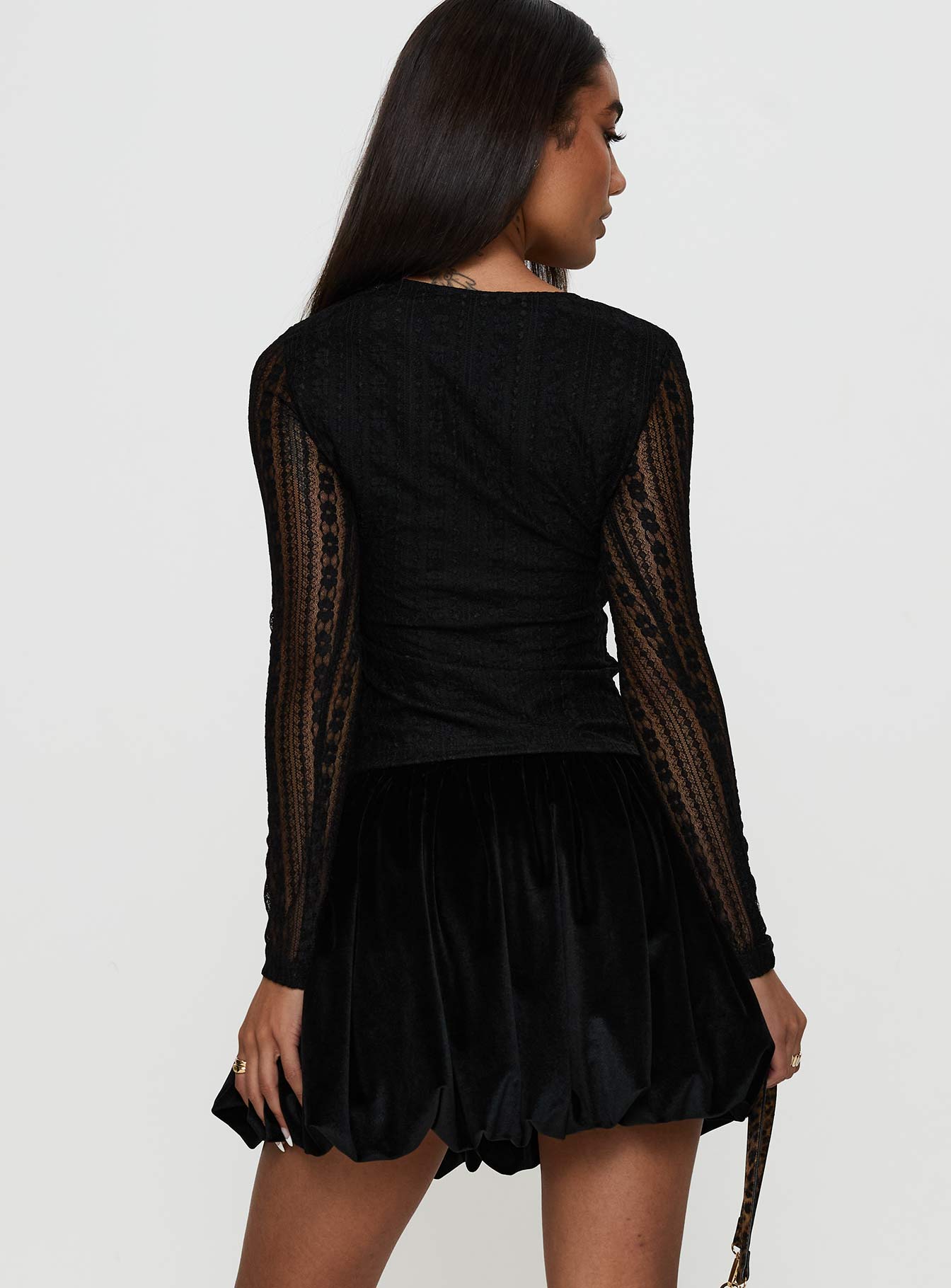 Georgiana Bubble Hem Mini Skirt Black - Image 5