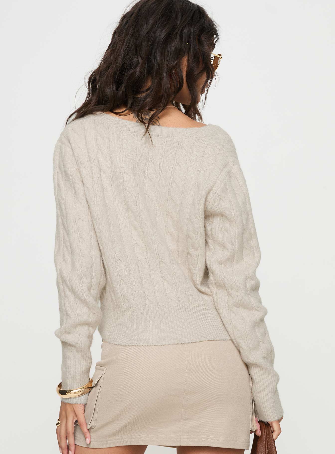 Nicolie Cable Knit Sweater Beige - Image 5