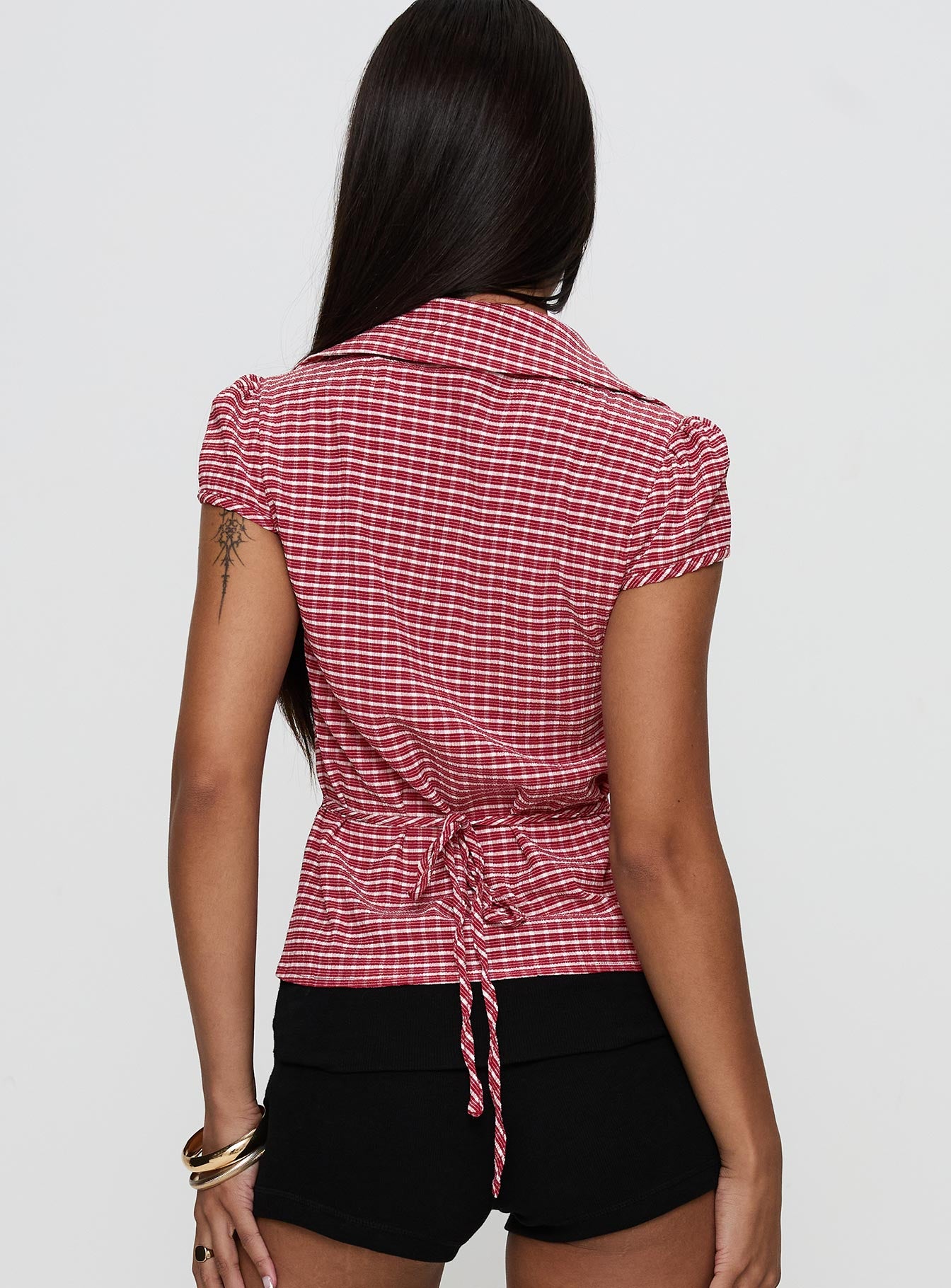 Arianwyn Short Sleeve Shirt Red Check - Image 5