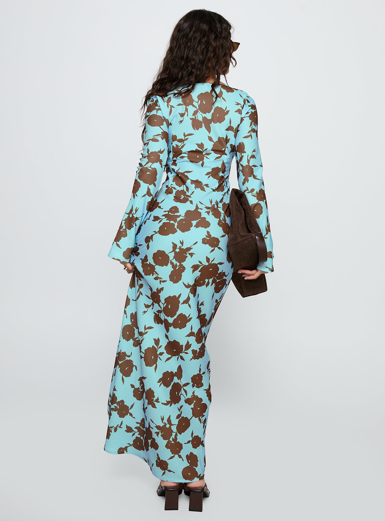 Elorie Long Sleeve Maxi Dress Blue / Brown - Image 5
