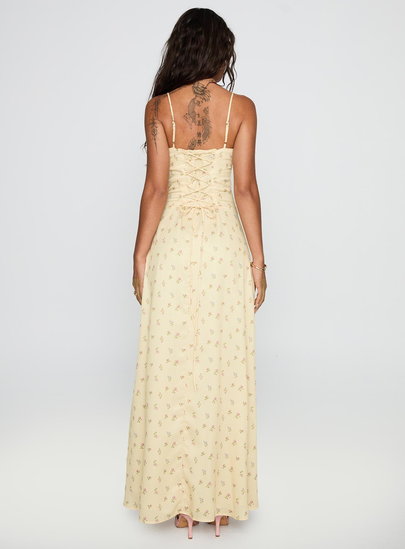 Members Only Maxi Dress Yellow Floral - Image 4