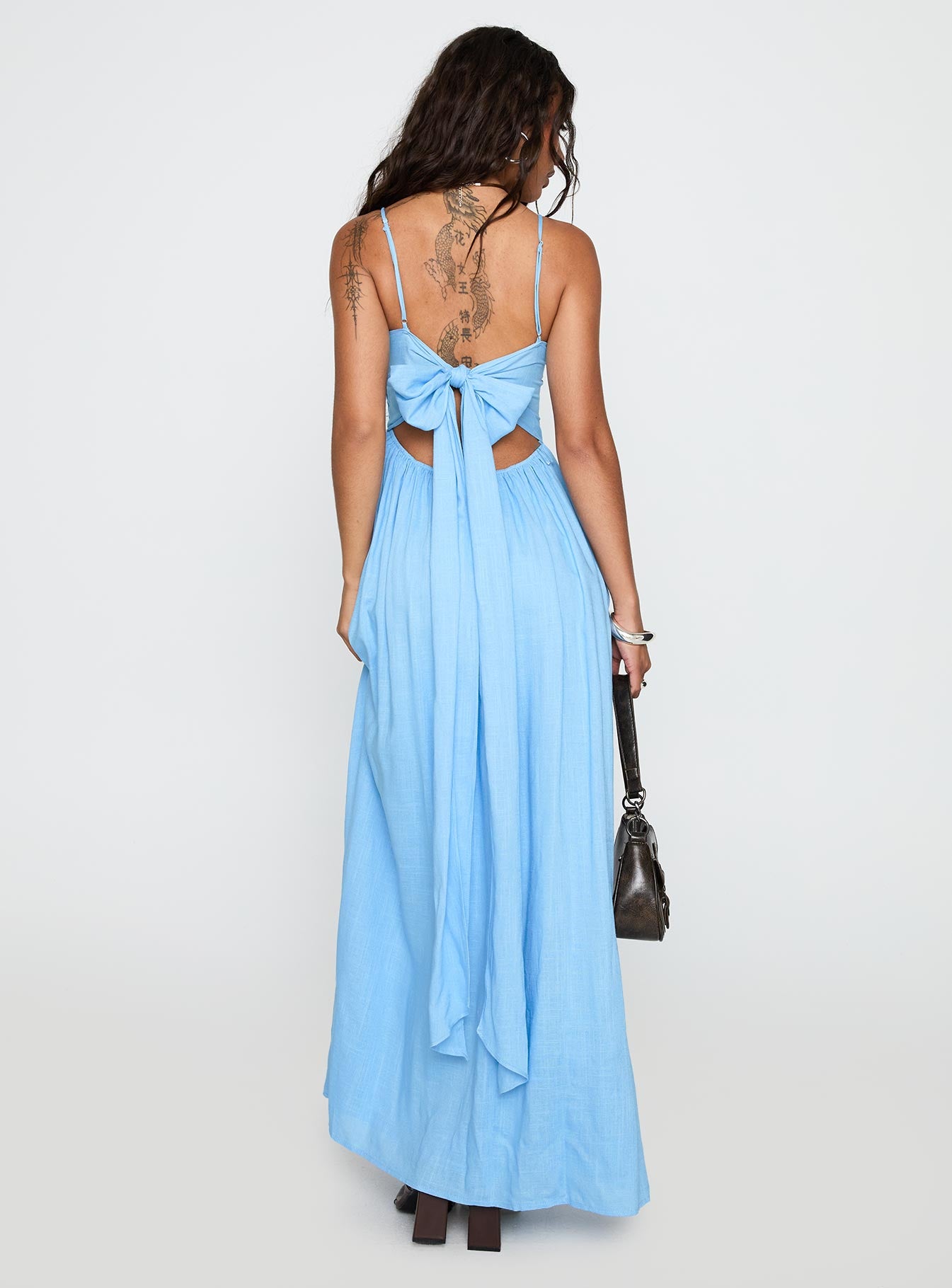 Palisades Tie Up Maxi Dress Blue - Image 4