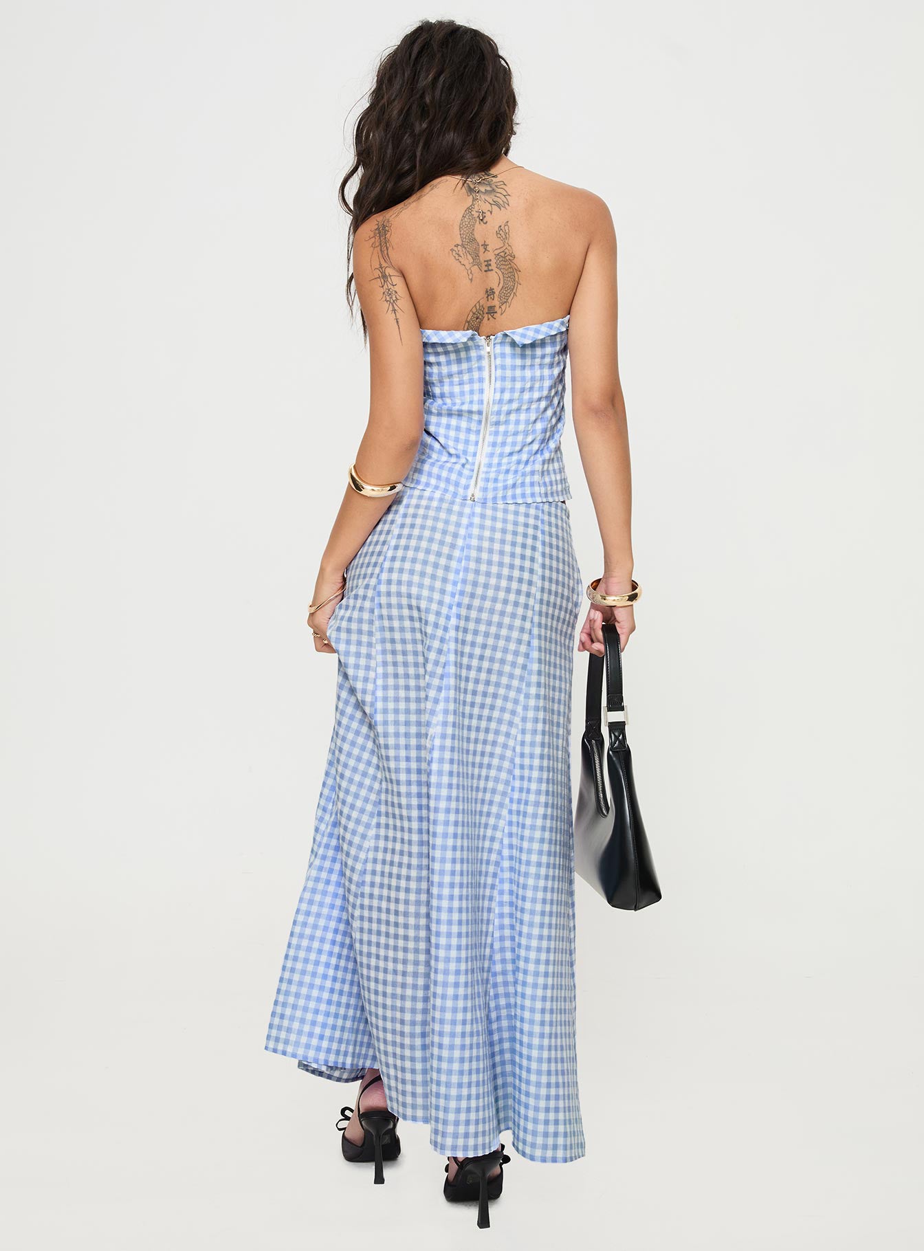 Carmino Maxi Skirt Blue Check - Image 5