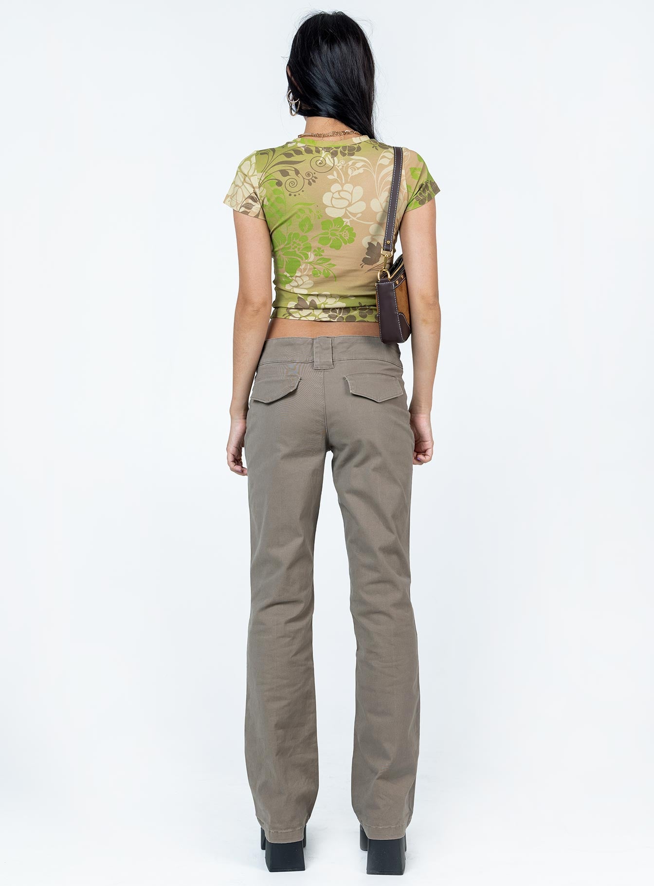 Bass Drop Mid Rise Bootleg Pant Khaki - Image 5