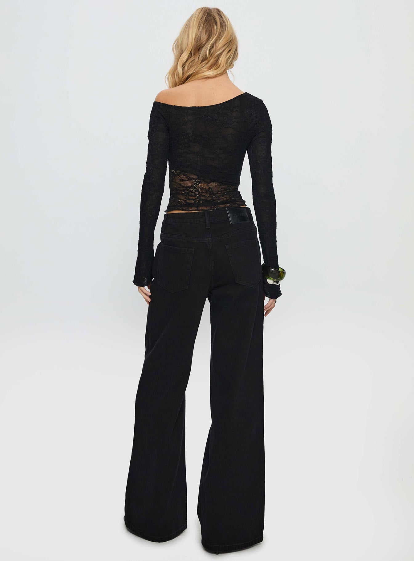 Mellowed Out Low Rise Straight Leg Jeans Washed Black - Image 5