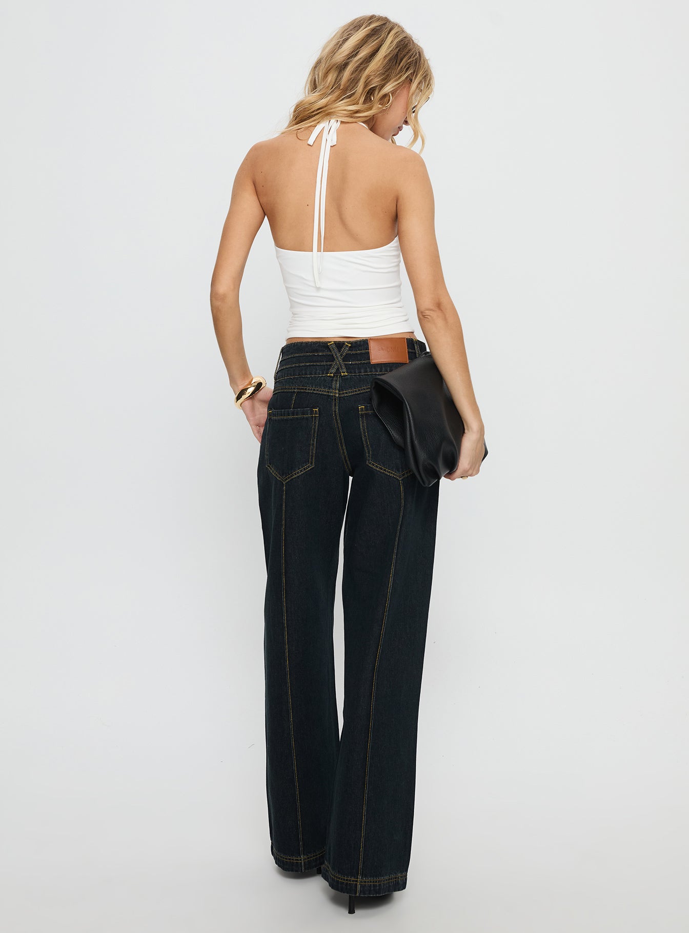 Hannalee Low Rise Wide Leg Cargo Jeans Grunge Wash - Image 5