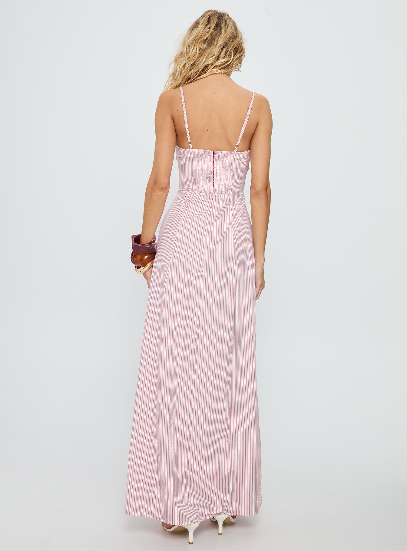 Samiyah Button Down Maxi Dress Red Stripe - Image 4