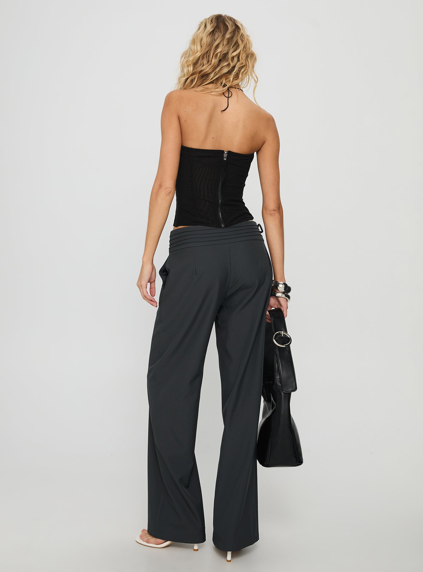 Good Riddance Pleat Tie Slouch Pants Charcoal - Image 5