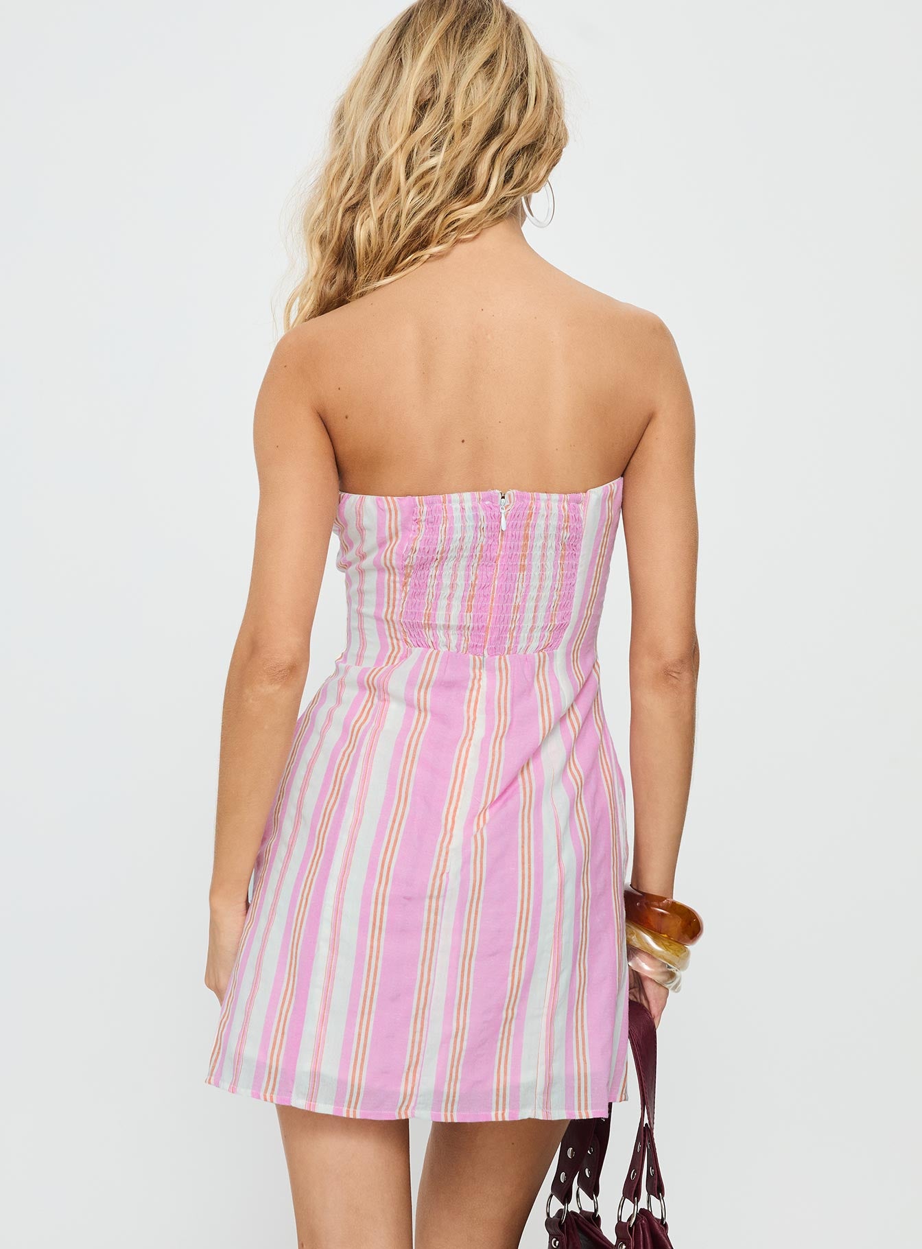 Faris Strapless Mini Dress Pink Stripe - Image 5