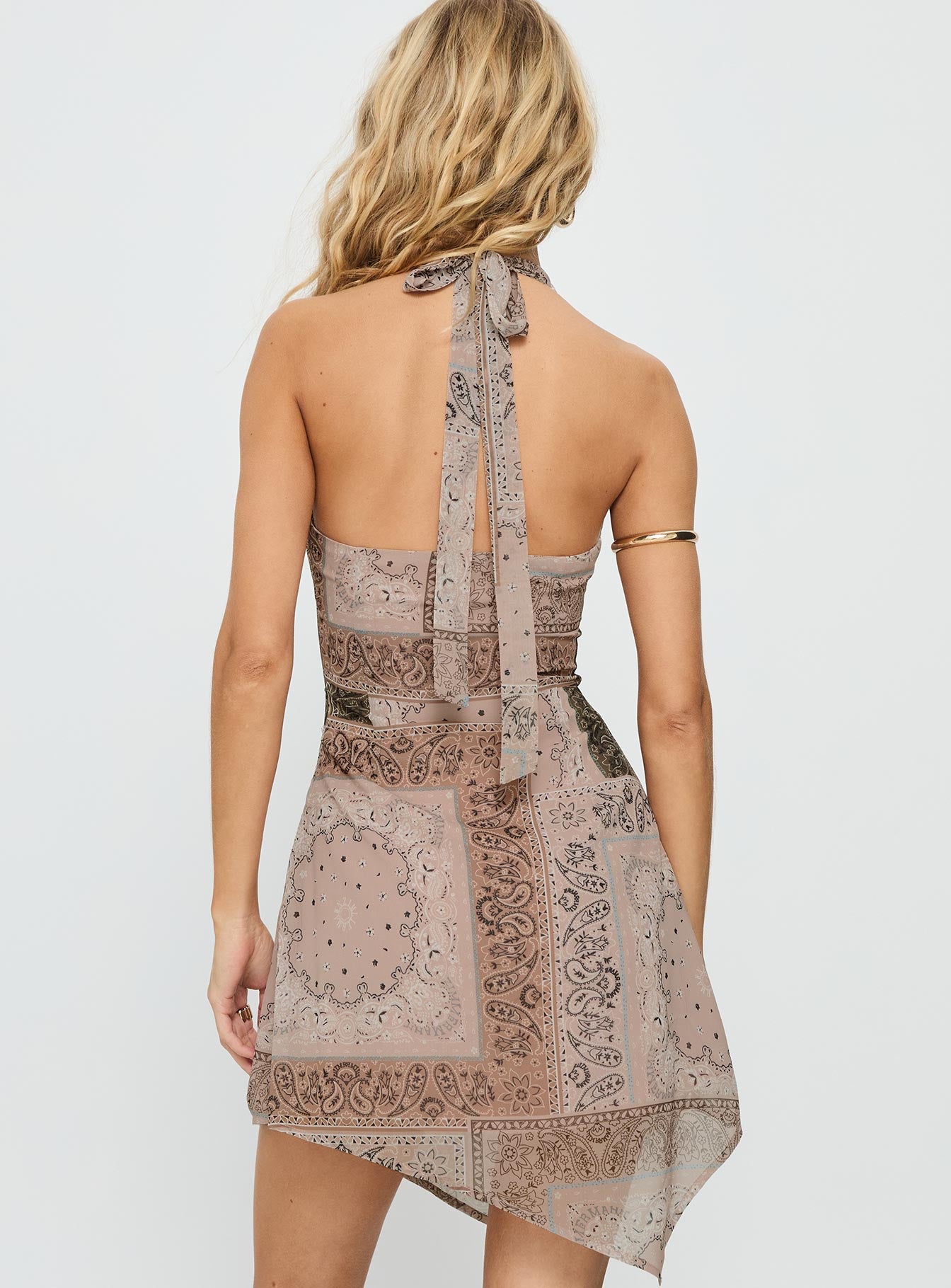 Spartacus Halter Mini Dress Brown / Multi - Image 6