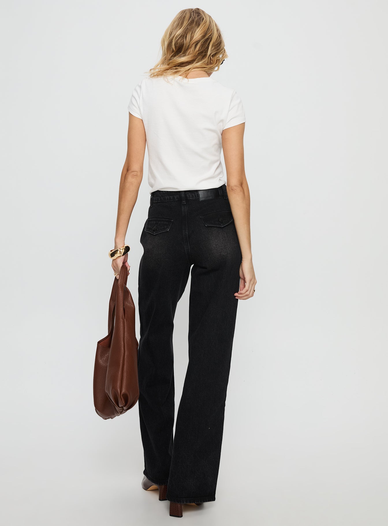 Carianne Low Rise Wide Leg Jeans Washed Black - Image 5