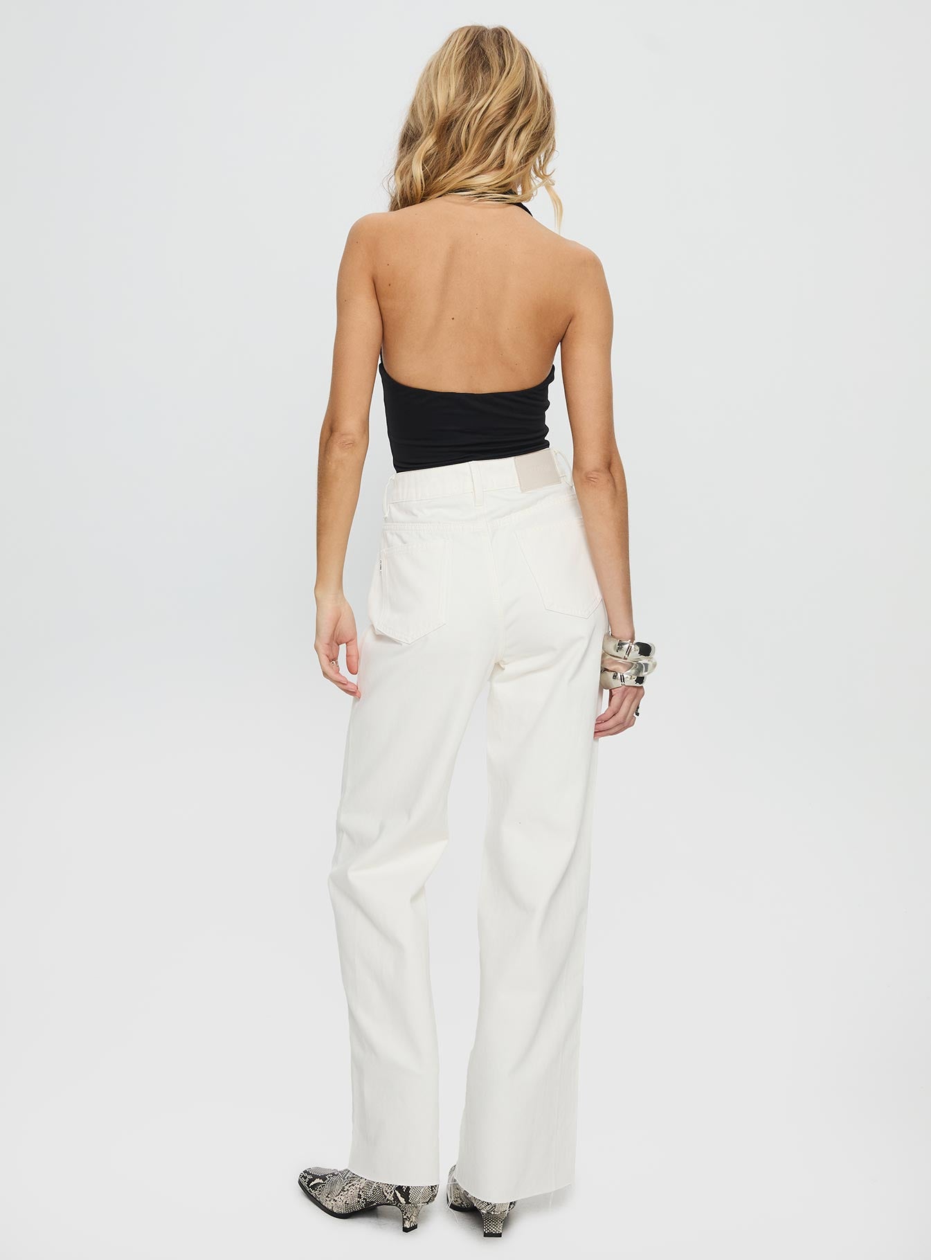 Henesey High Rise Straight Leg Jeans White Wash - Image 5