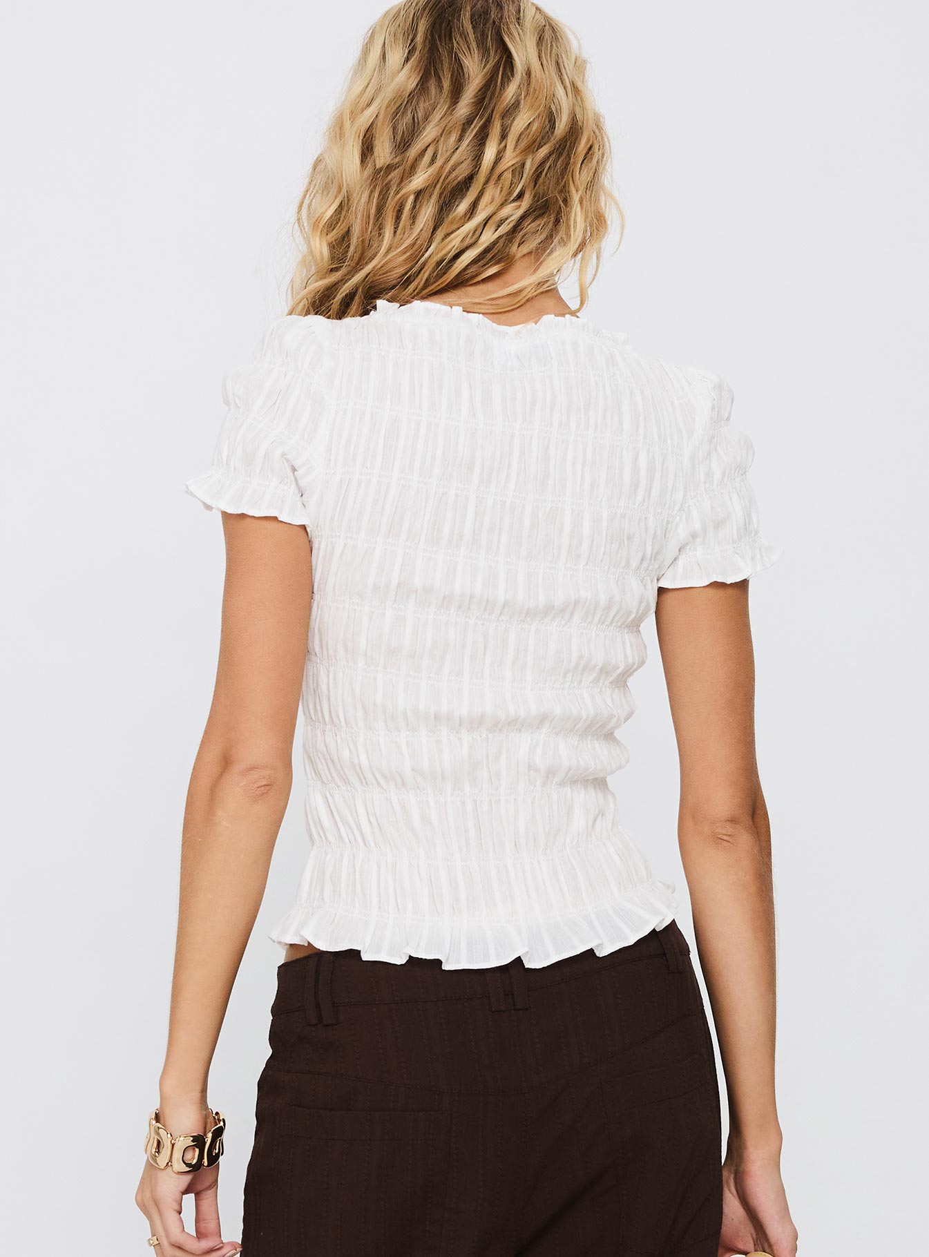 Romelle Shirred Top White - Image 5