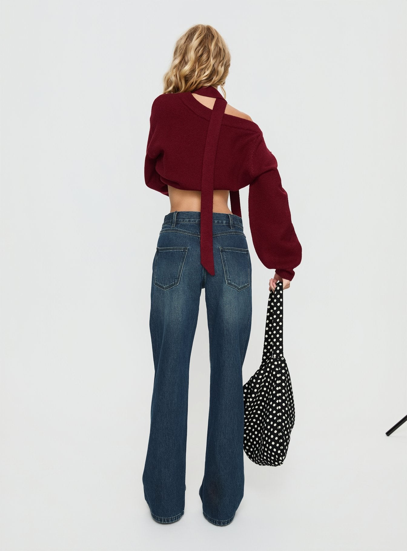 Kellsie High Rise Wide Leg Jeans Dark Blue Wash - Image 5