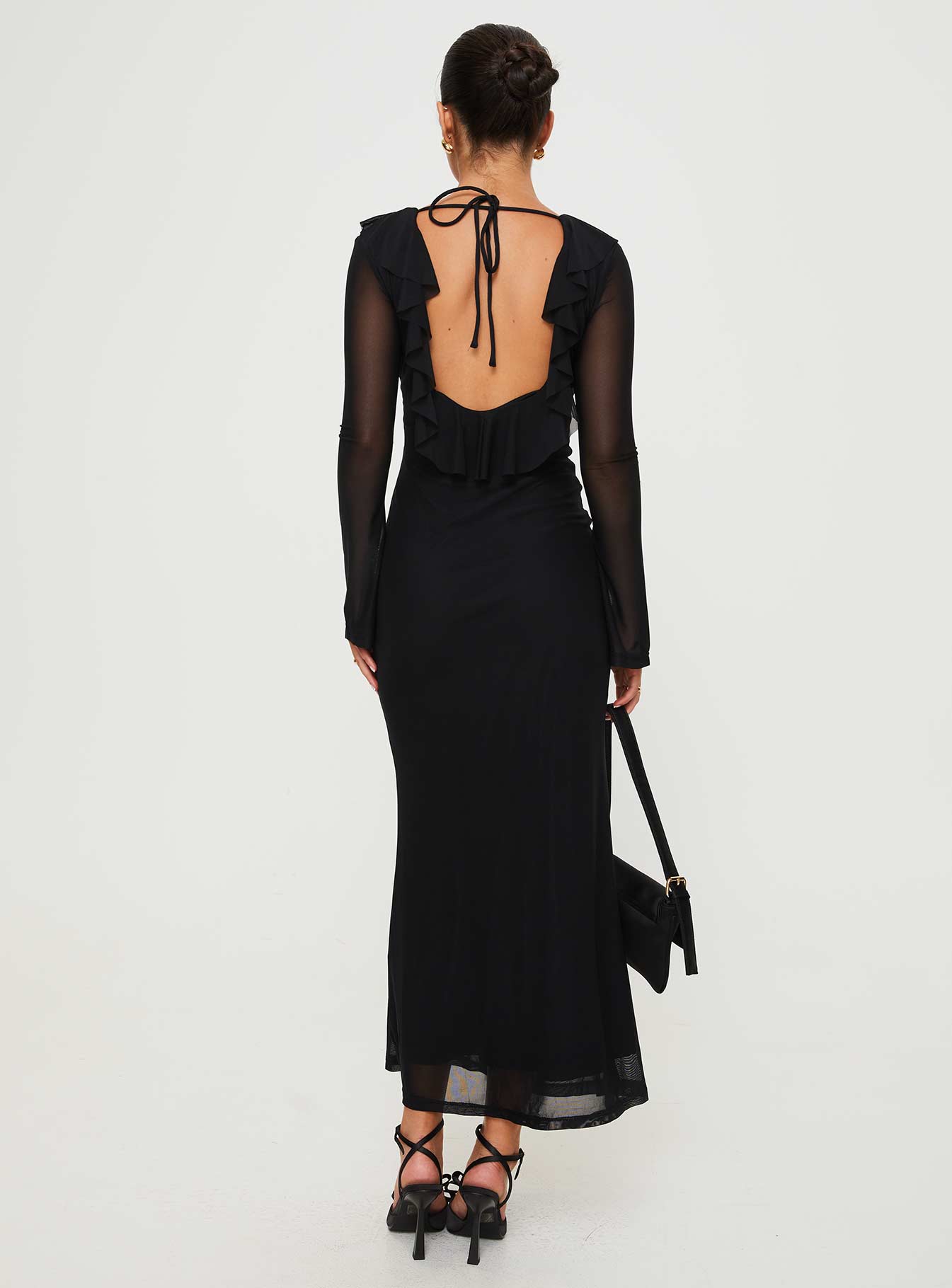 Maskell Long Sleeve Maxi Dress Black - Image 5