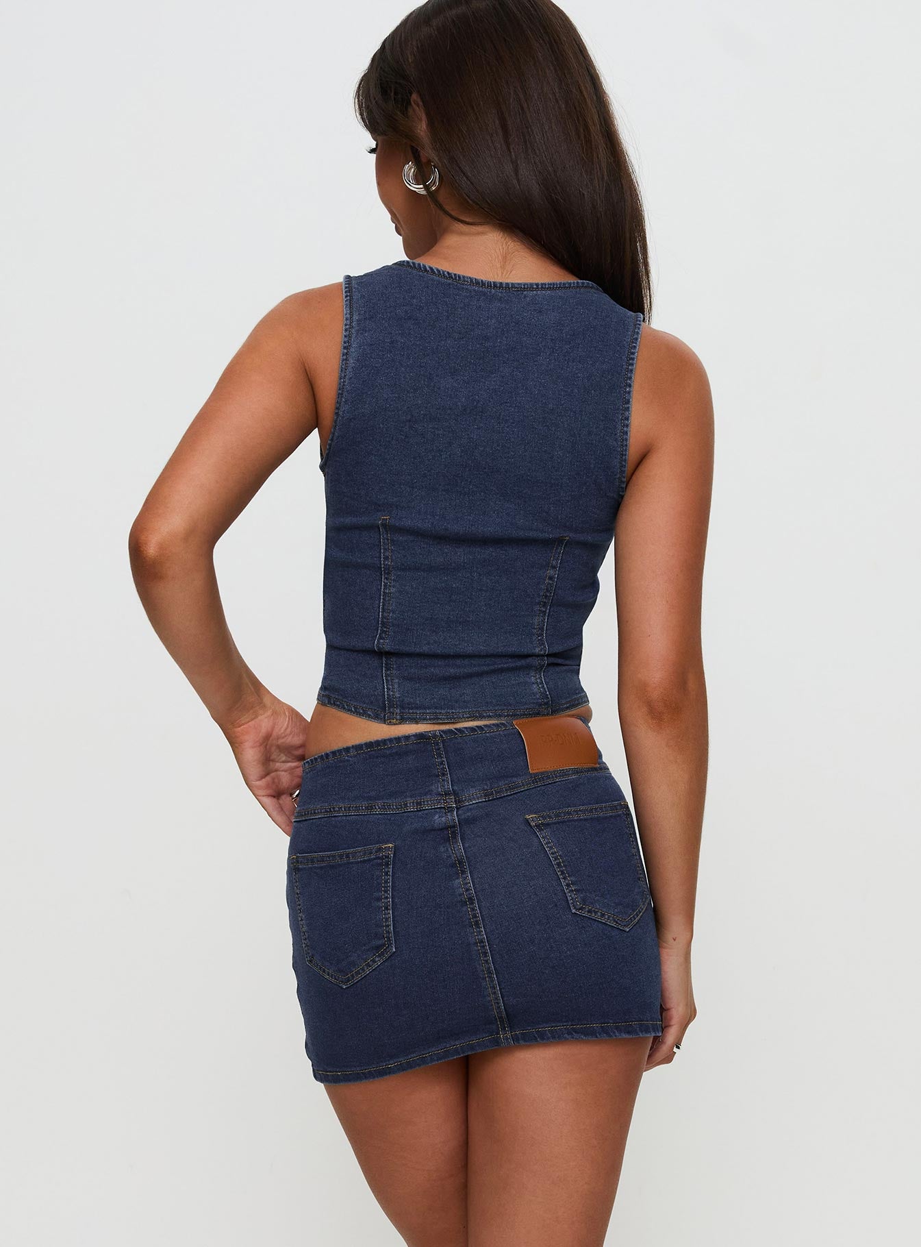 Popular Low Rise Mini Skirt Mid Blue Wash - Image 4