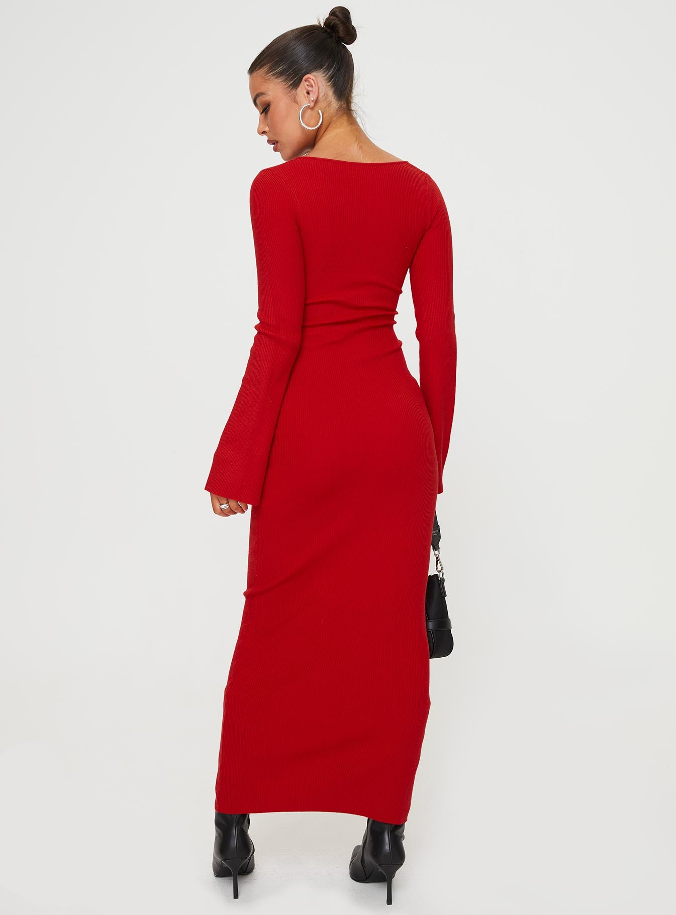Whitley Cut Out Knit Maxi Dress Red - Image 8