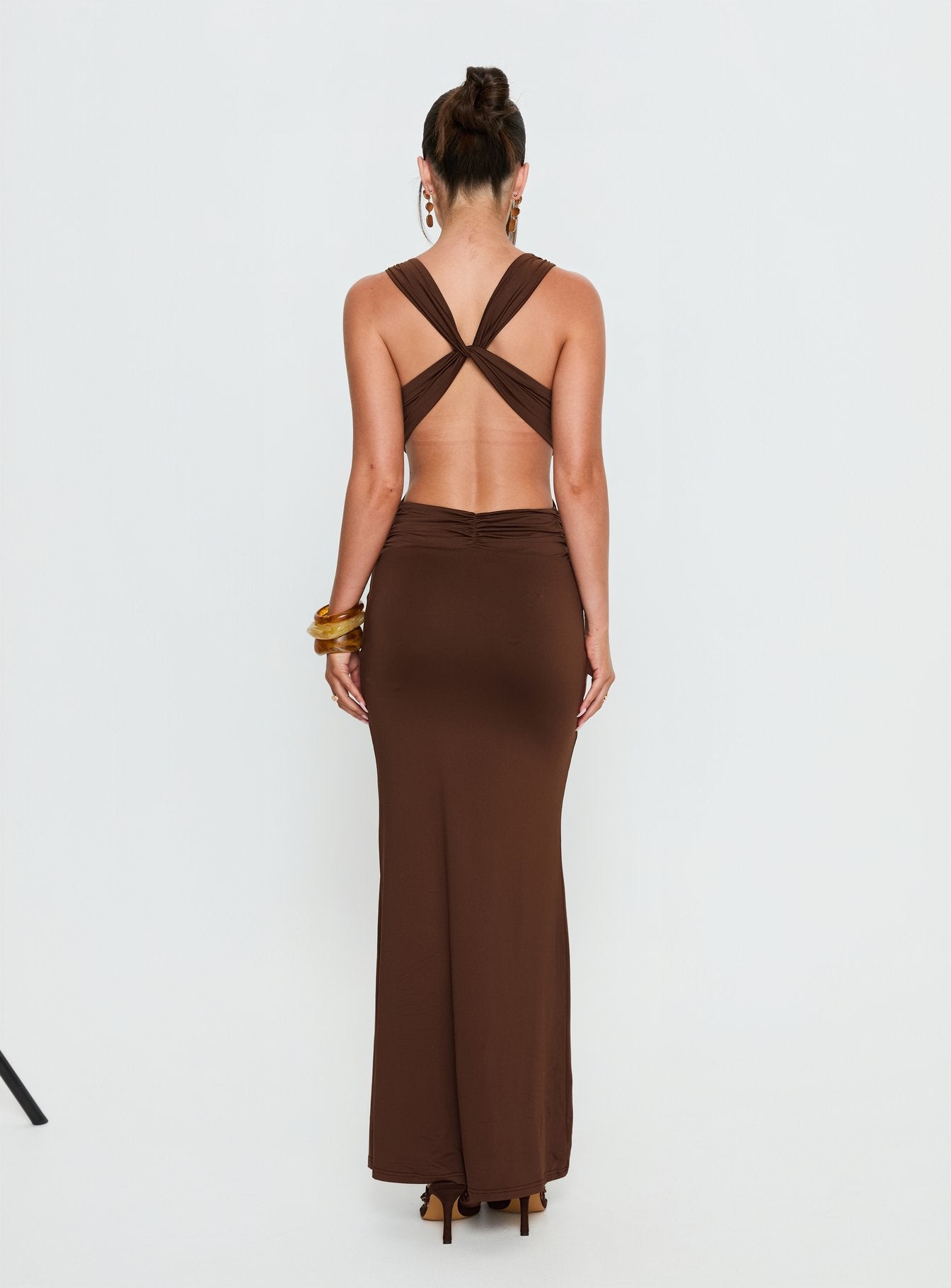 Bambia Maxi Dress Dark Brown - Image 4