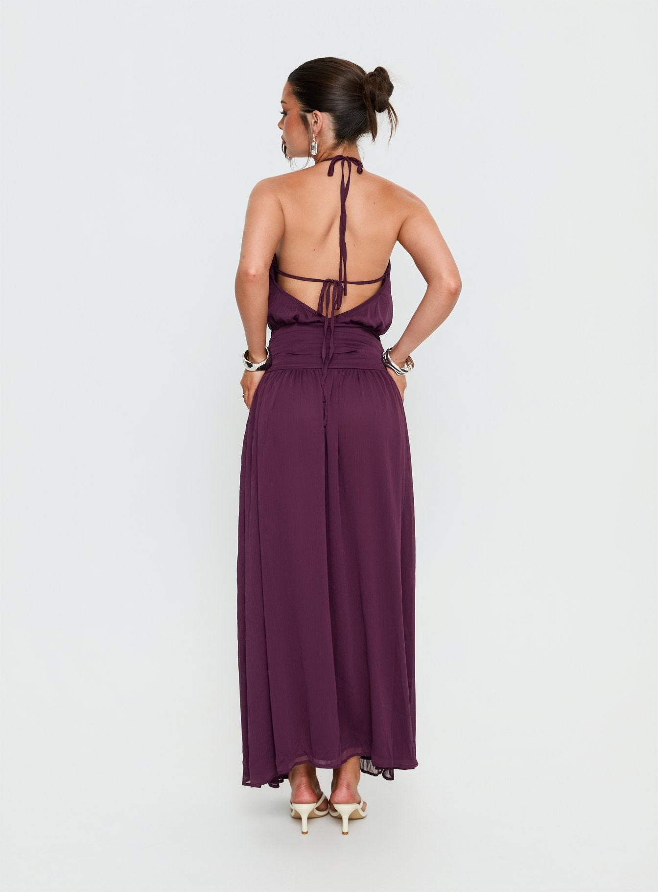 Catherina Blouson Halter Maxi Dress Deep Purple - Image 5